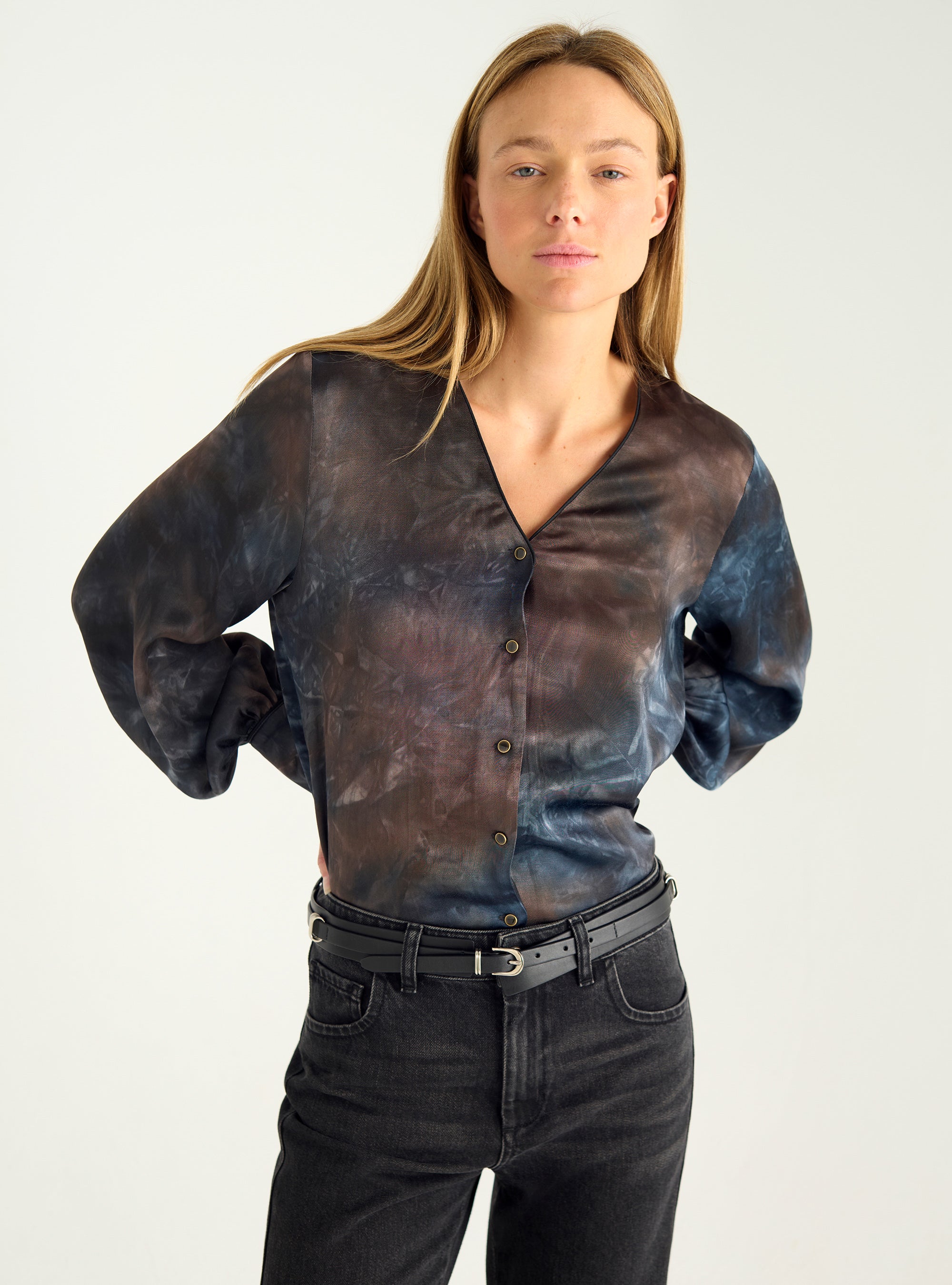 Bedruckte, fließende Bluse