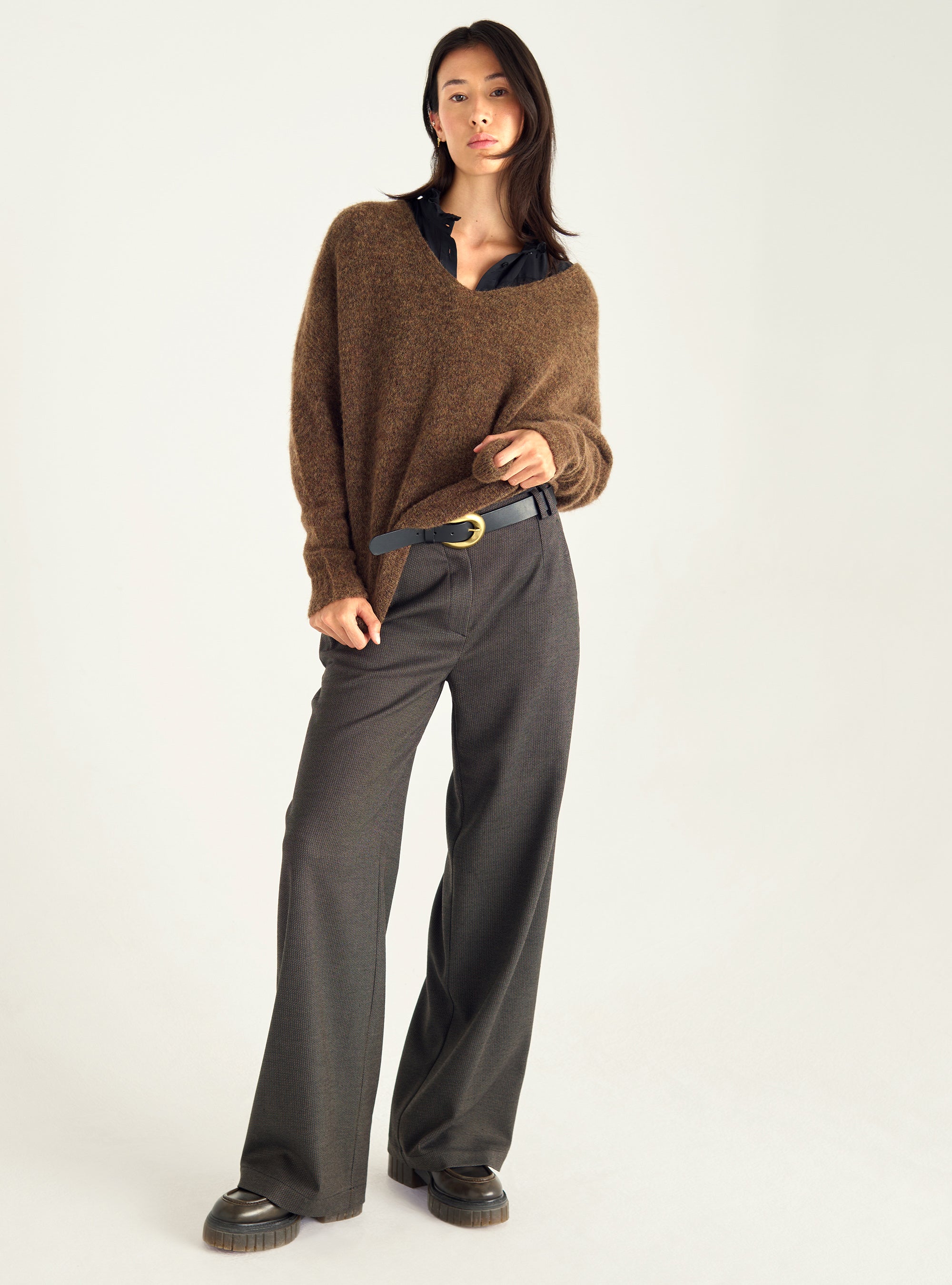 Pantalon large taille haute