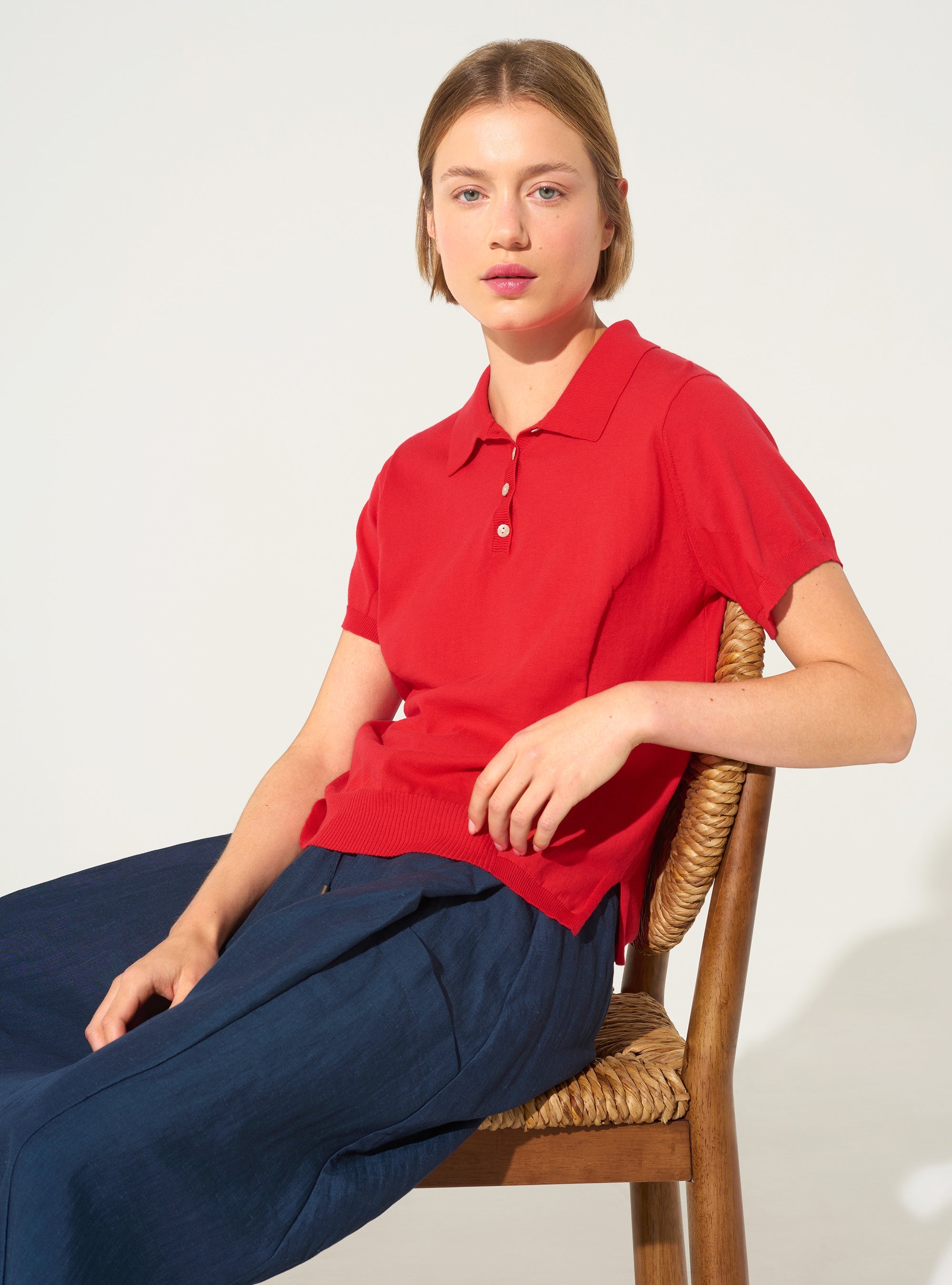 rotes Poloshirt aus Bio-Baumwolle
