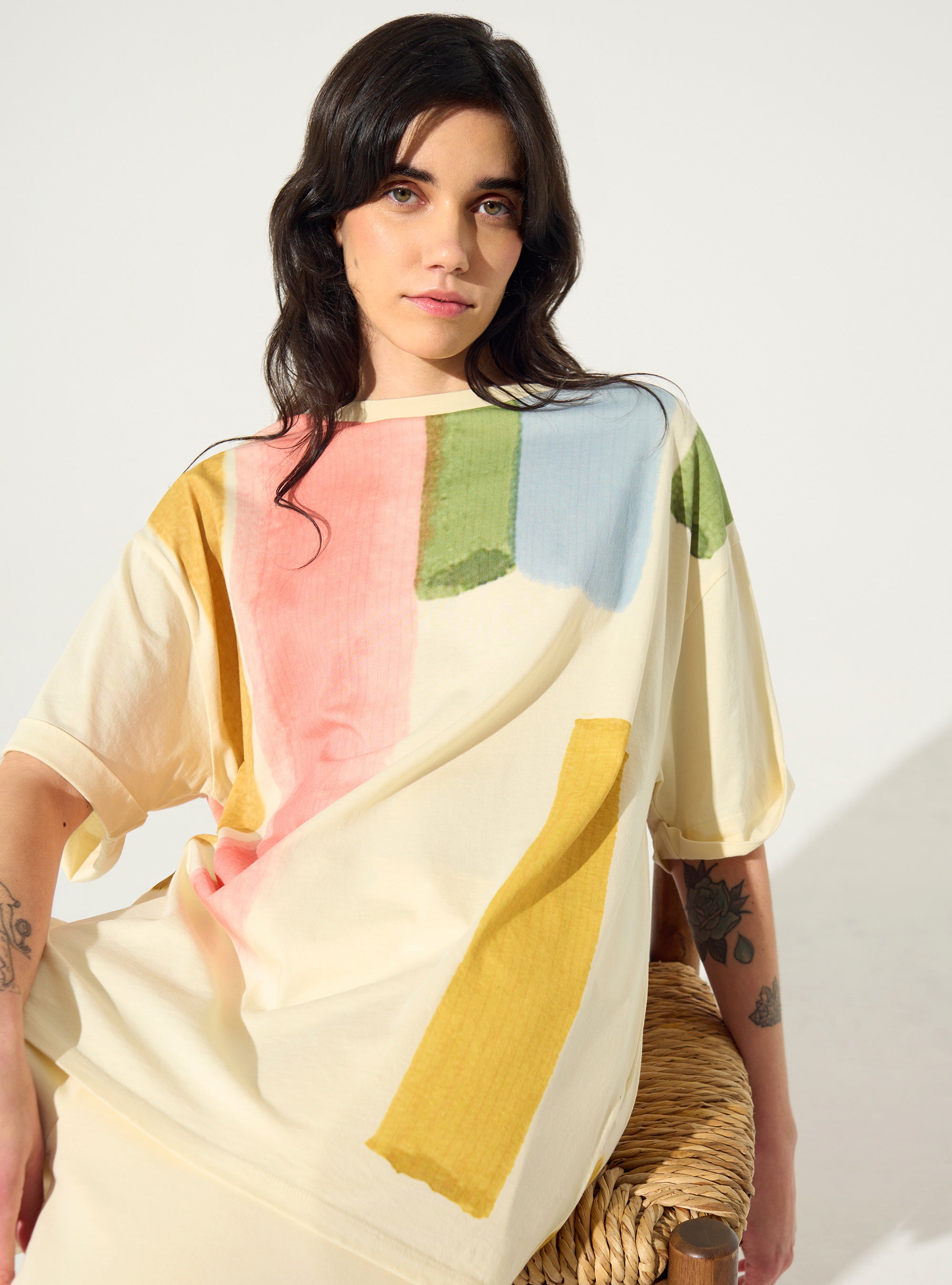 T-shirt imprimé maison en coton bio acoté