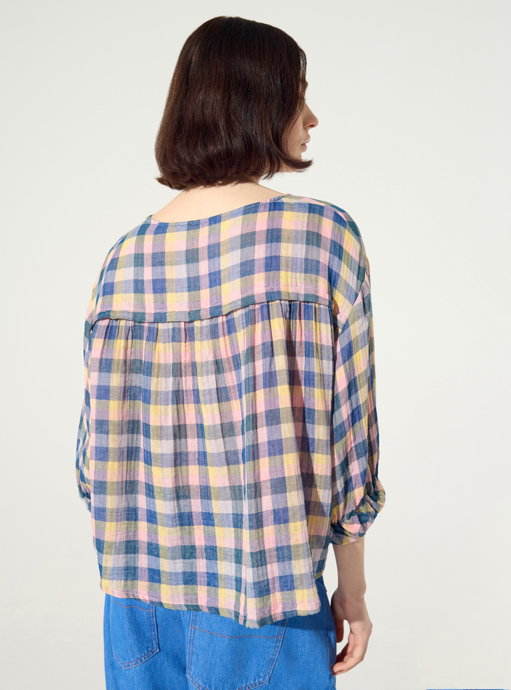 Blouse oversize en coton bleu