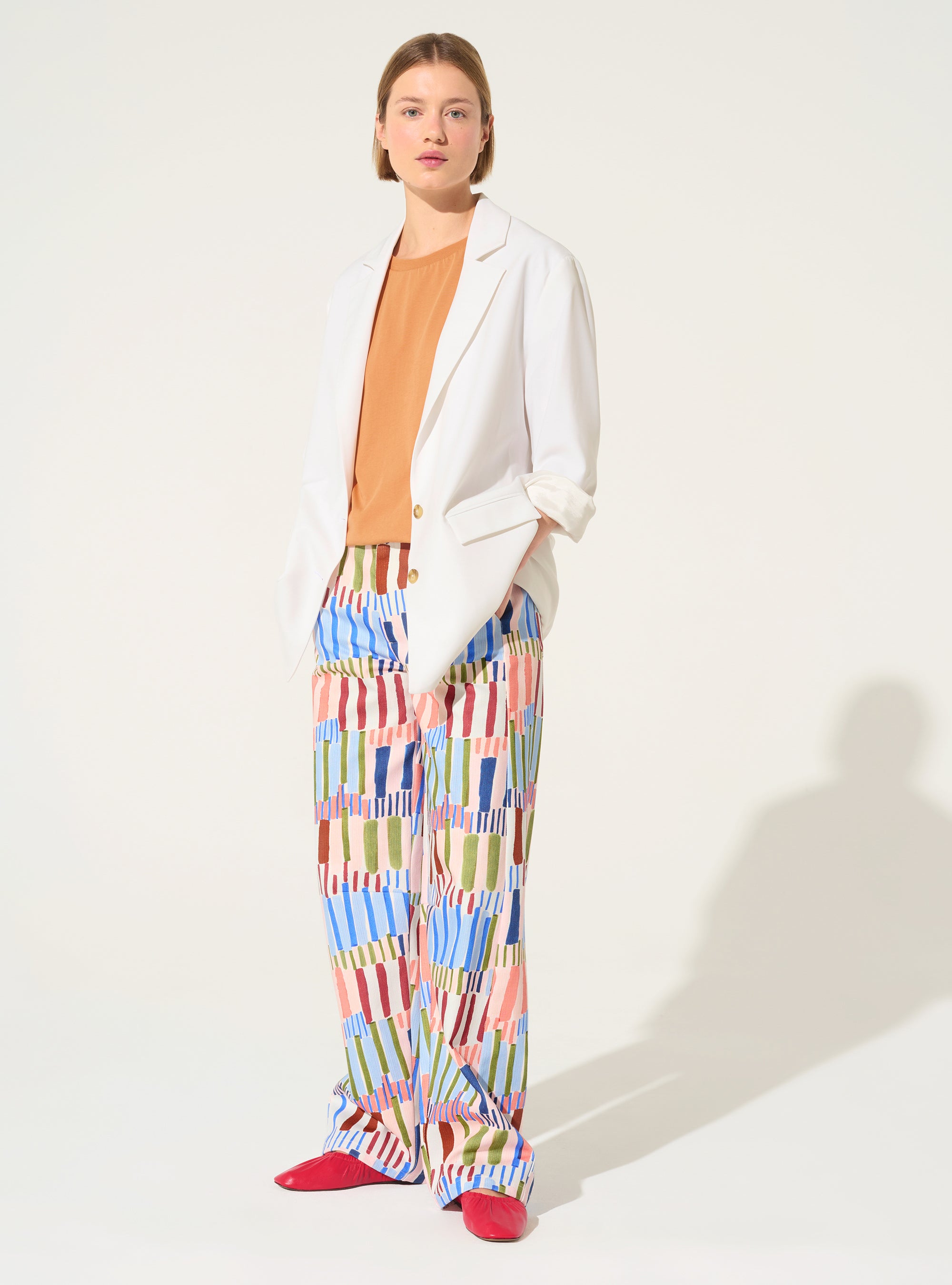 Blue printed cotton jeans