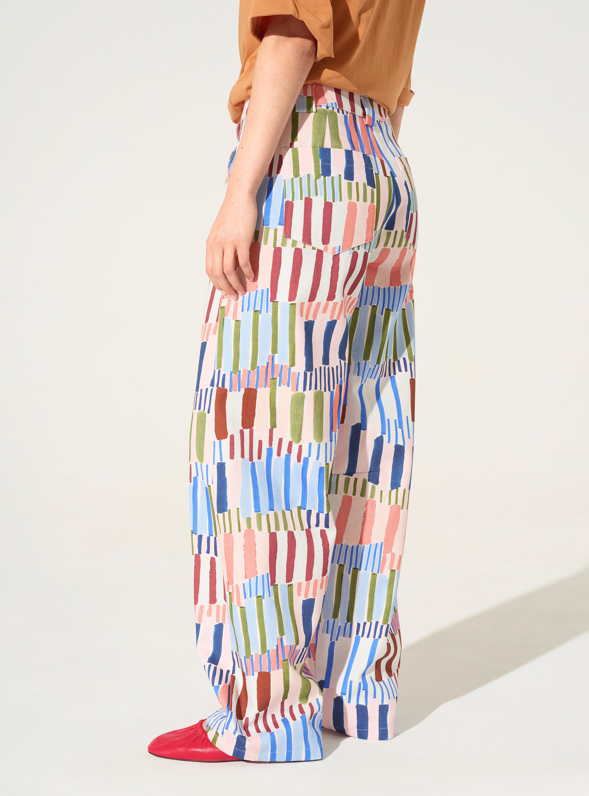 Blue printed cotton jeans