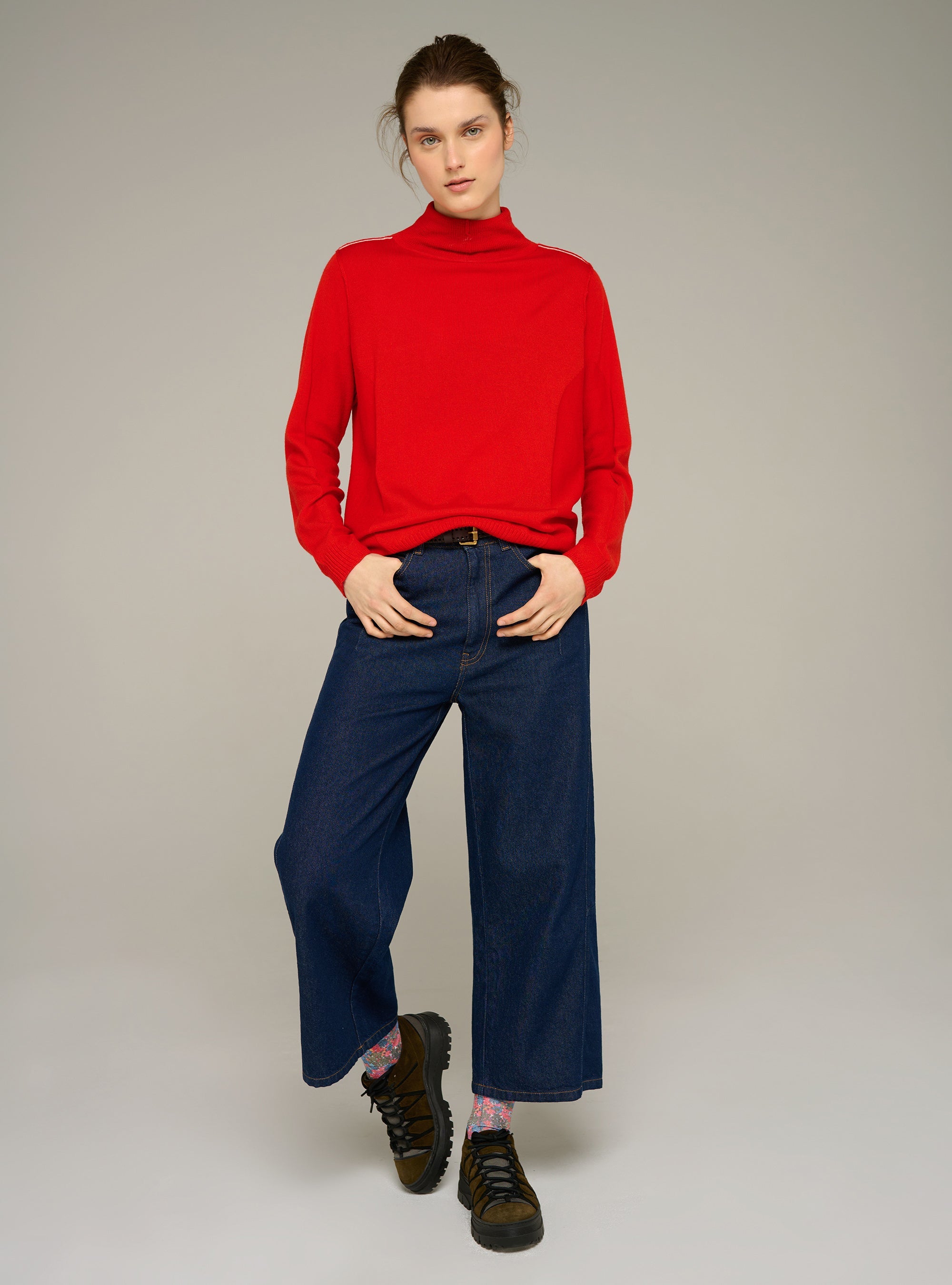 Cotélac acoté pull col roulé maille fine en laine