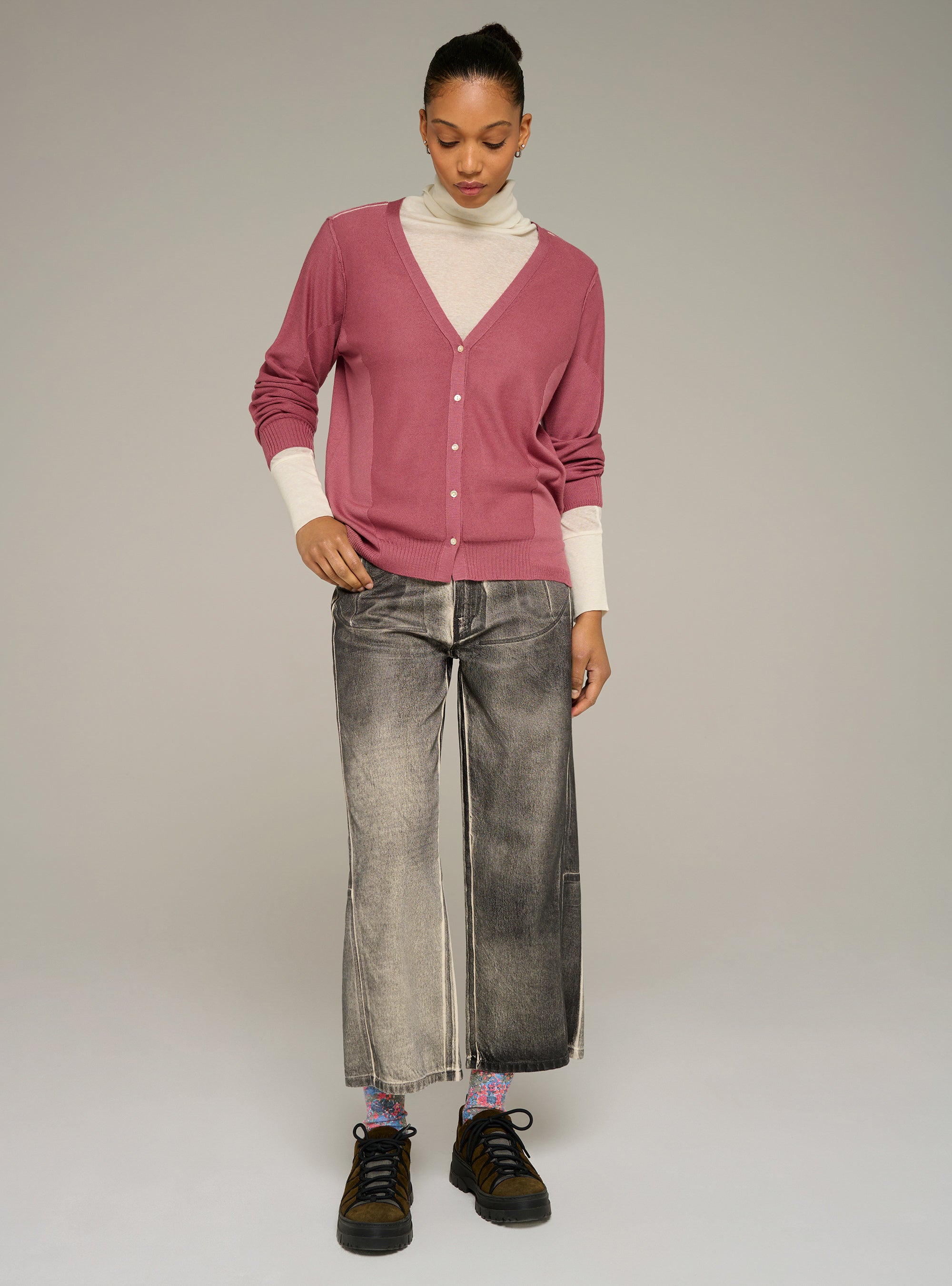 Cotélac acoté cardigan col v maille fine en laine