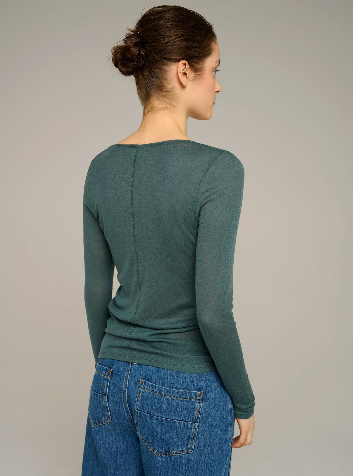 Cotélac acoté tee-shirt manches longues col rond ajusté en jersey