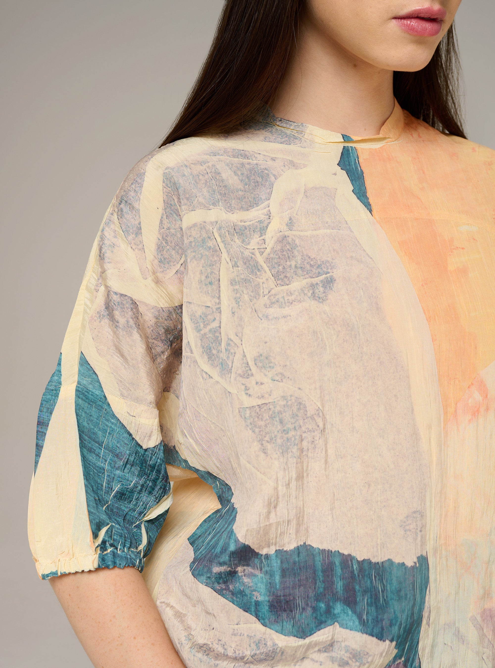 Cotélac acoté blouse manches 3/4 imprimée
