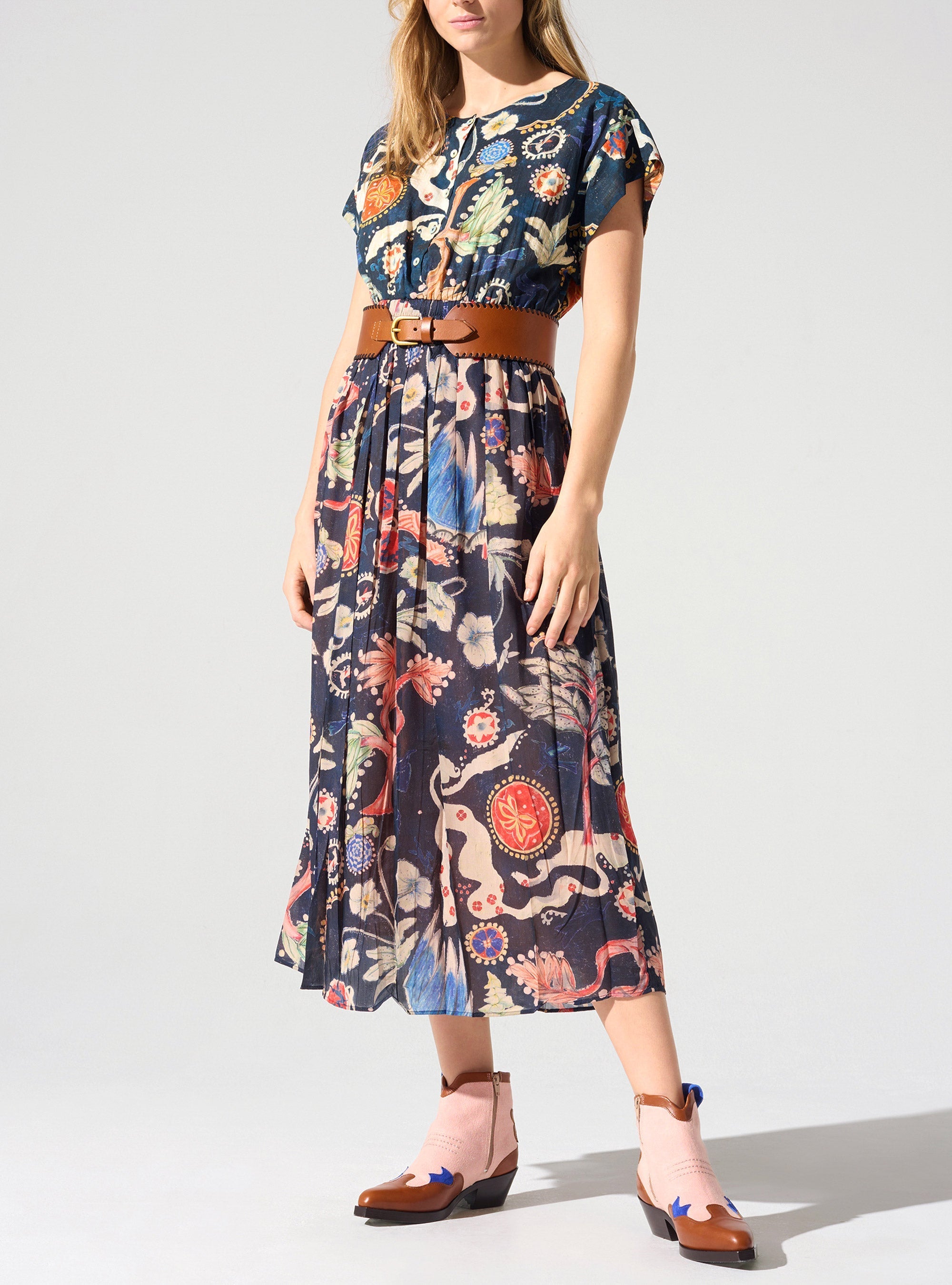 Robe longue smockée à la taille Cotélac
