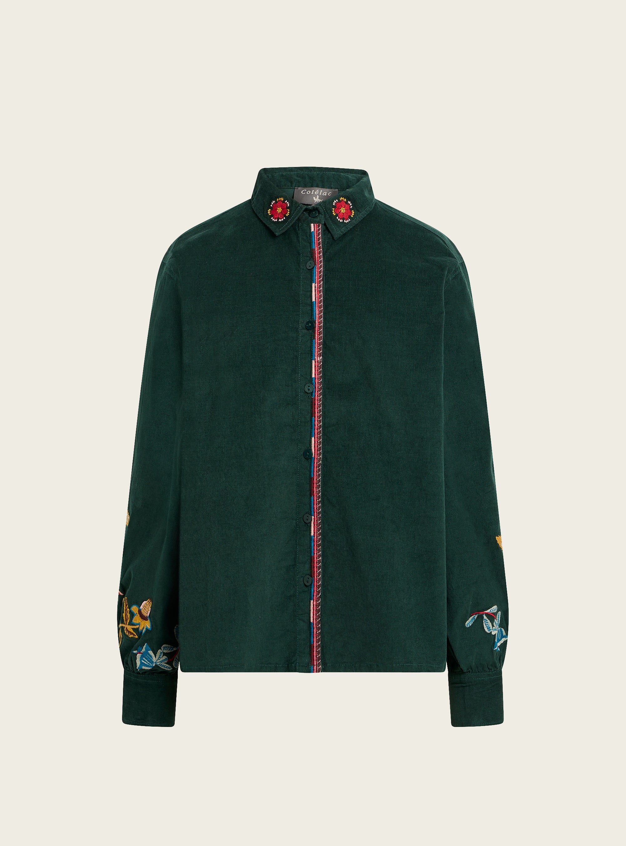 Chemise brodée en velours de coton Cotélac