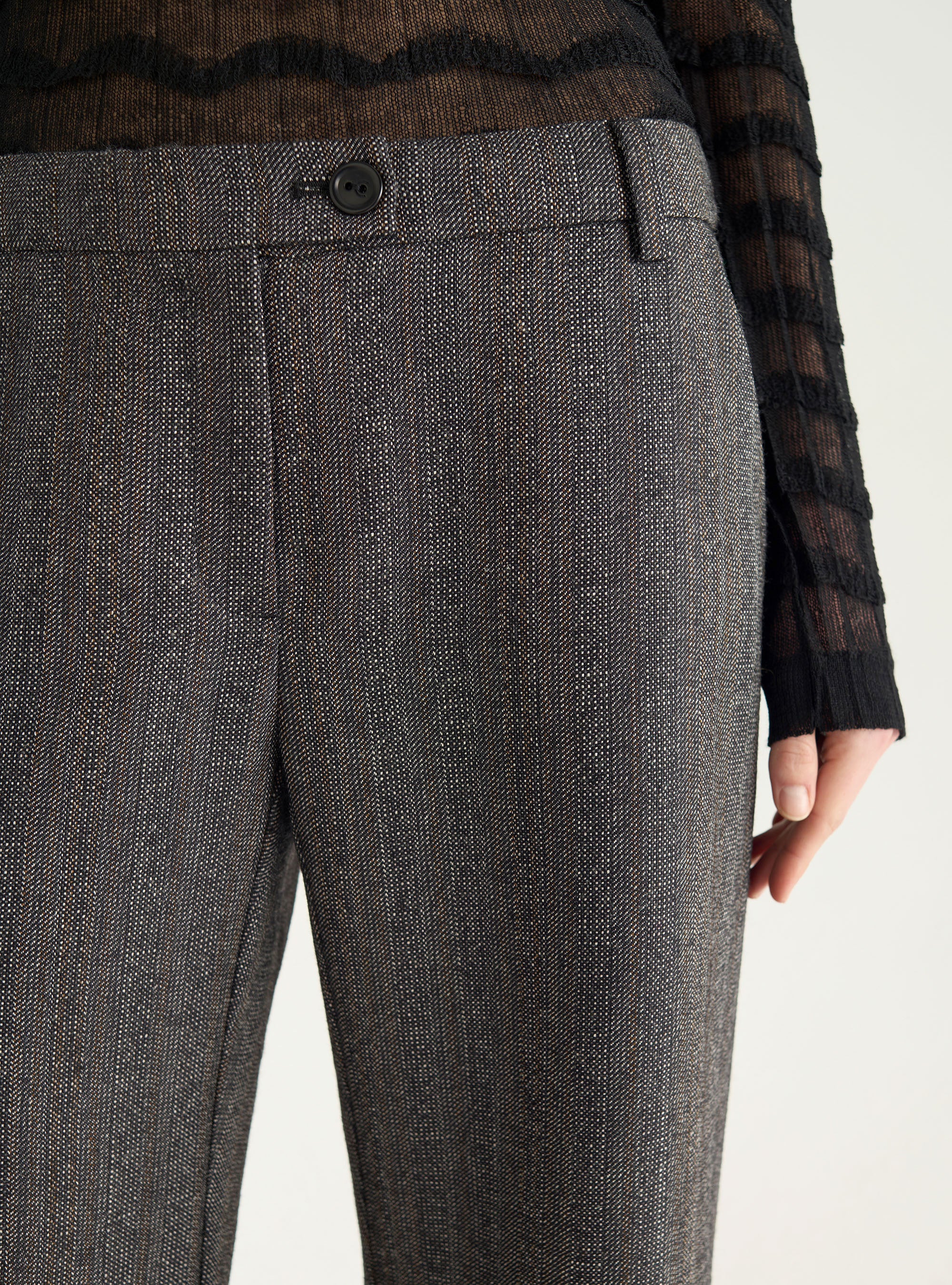 Textured tweed wide-leg pants