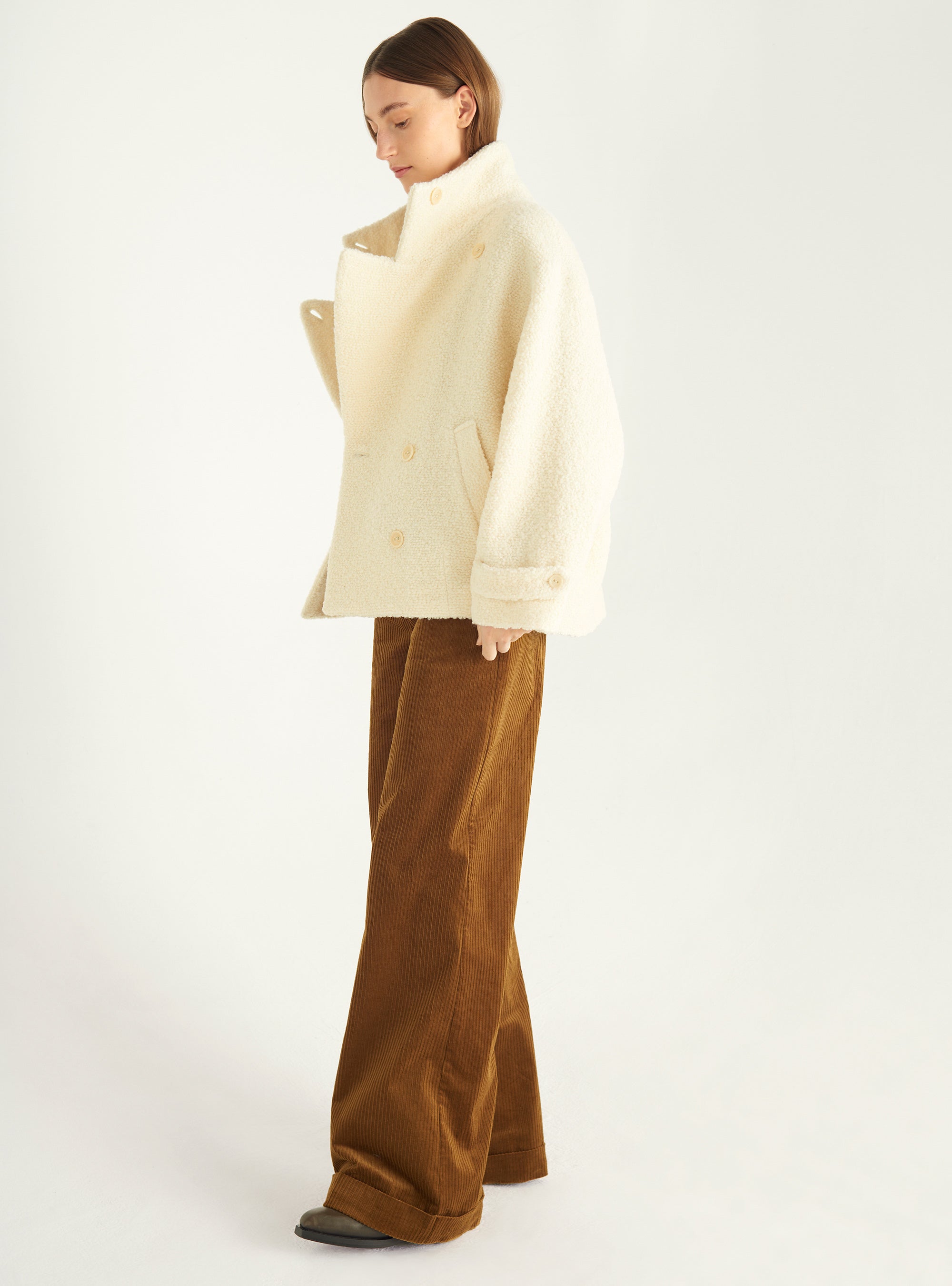 Short curly wool coat