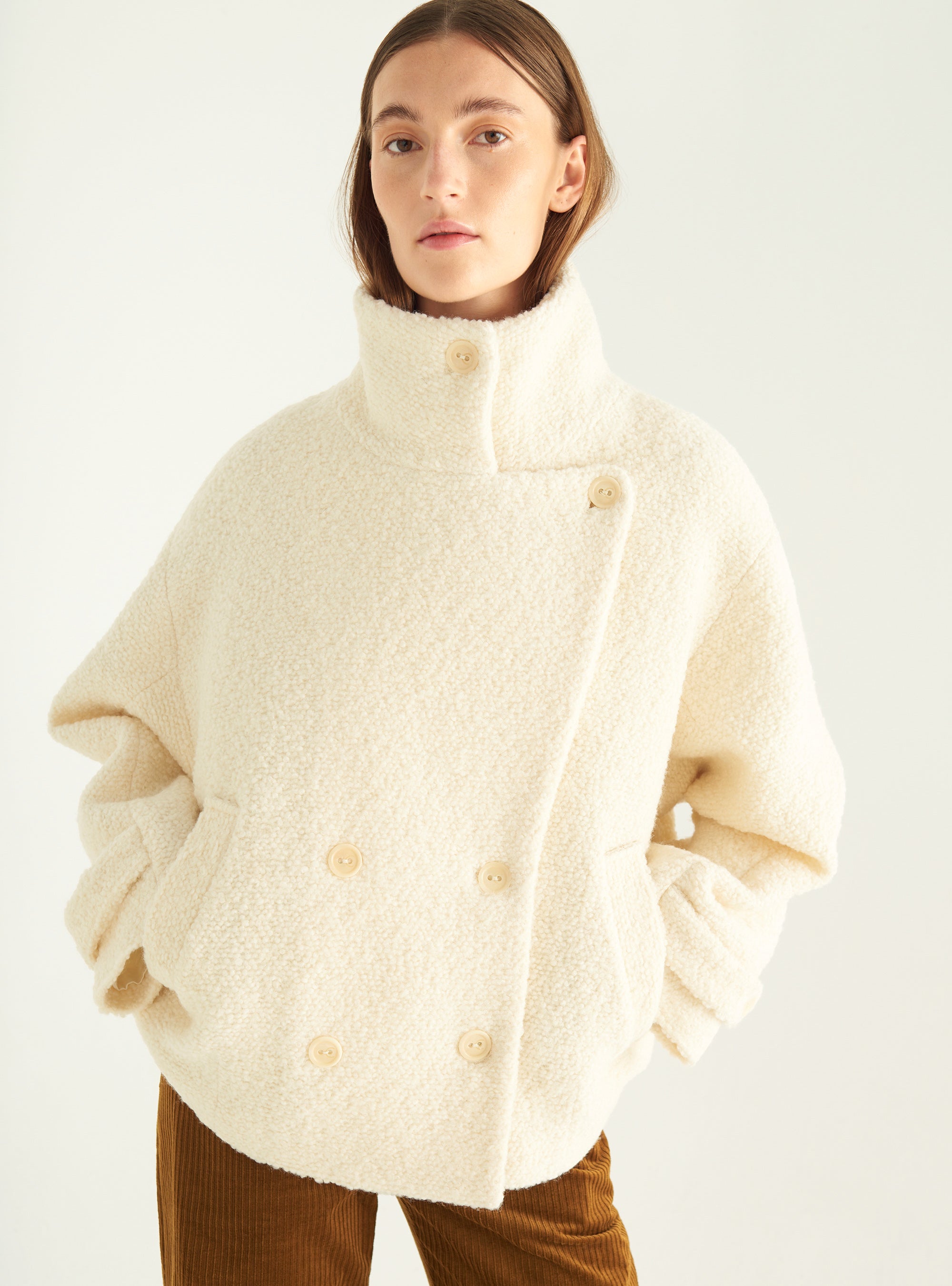 Short curly wool coat