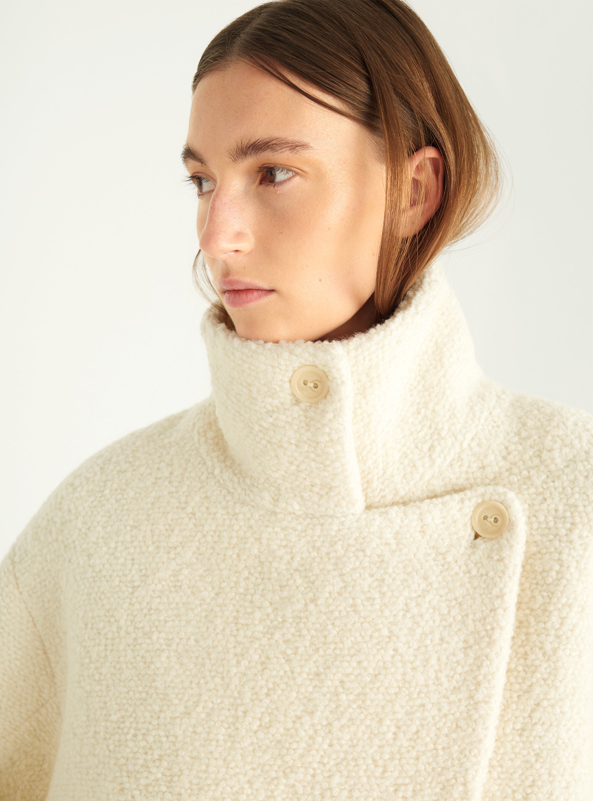 Short curly wool coat