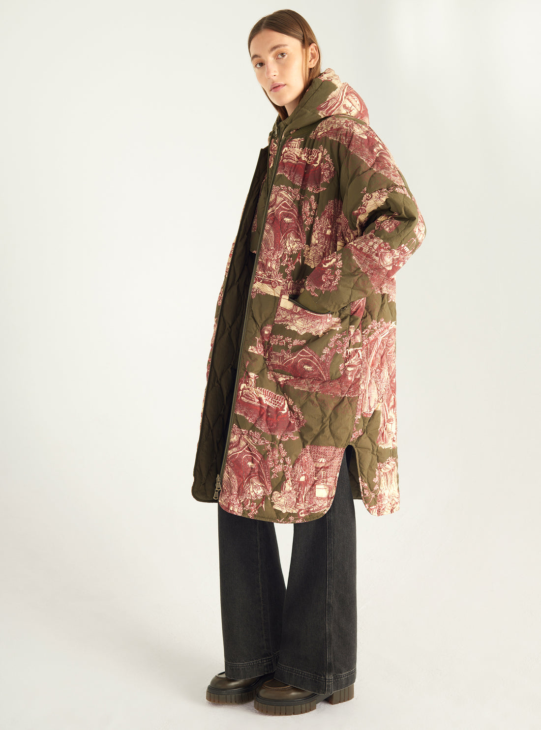 Long reversible down jacket