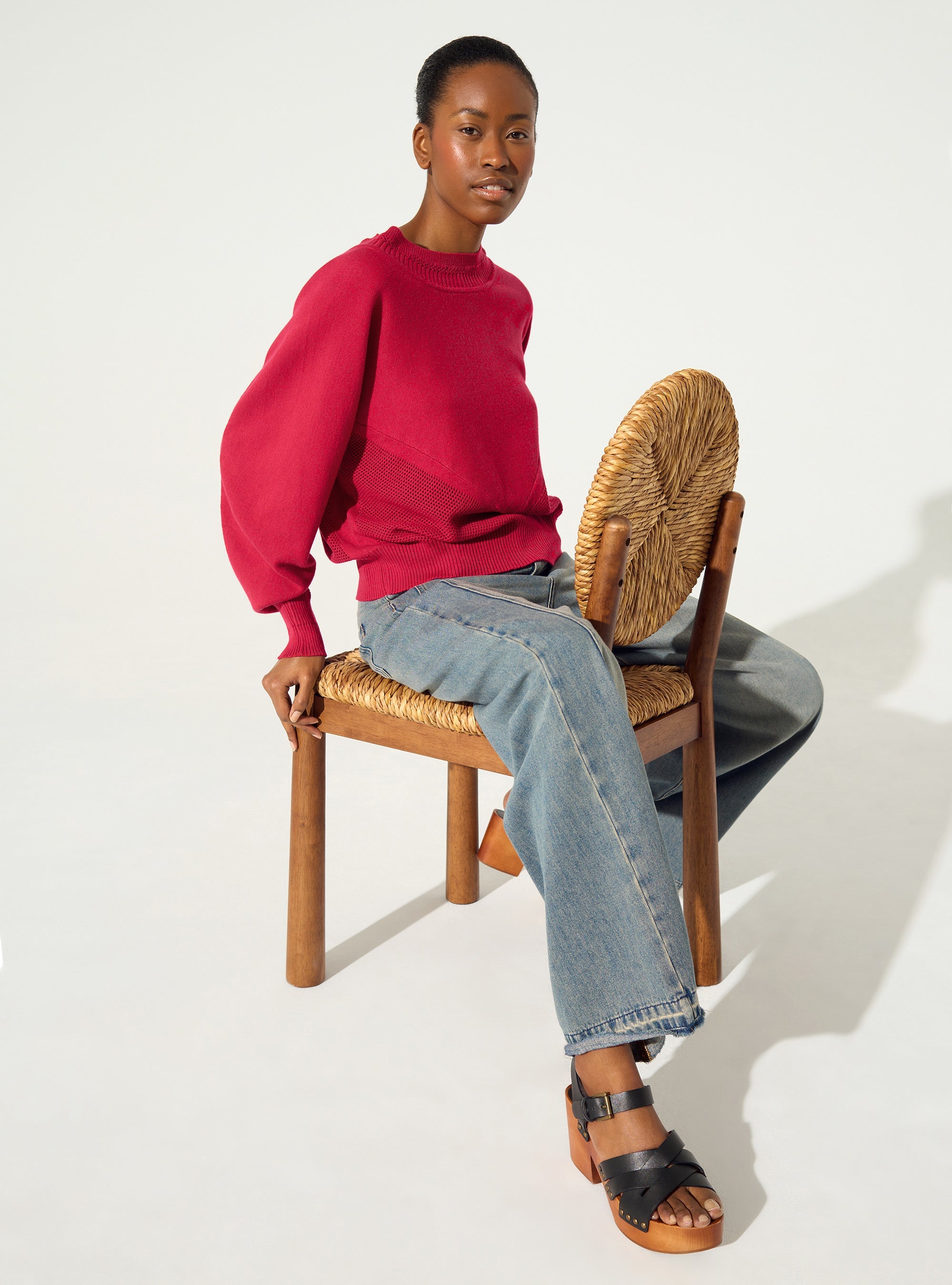 Roter Pullover aus Baumwolle und Kaschmir