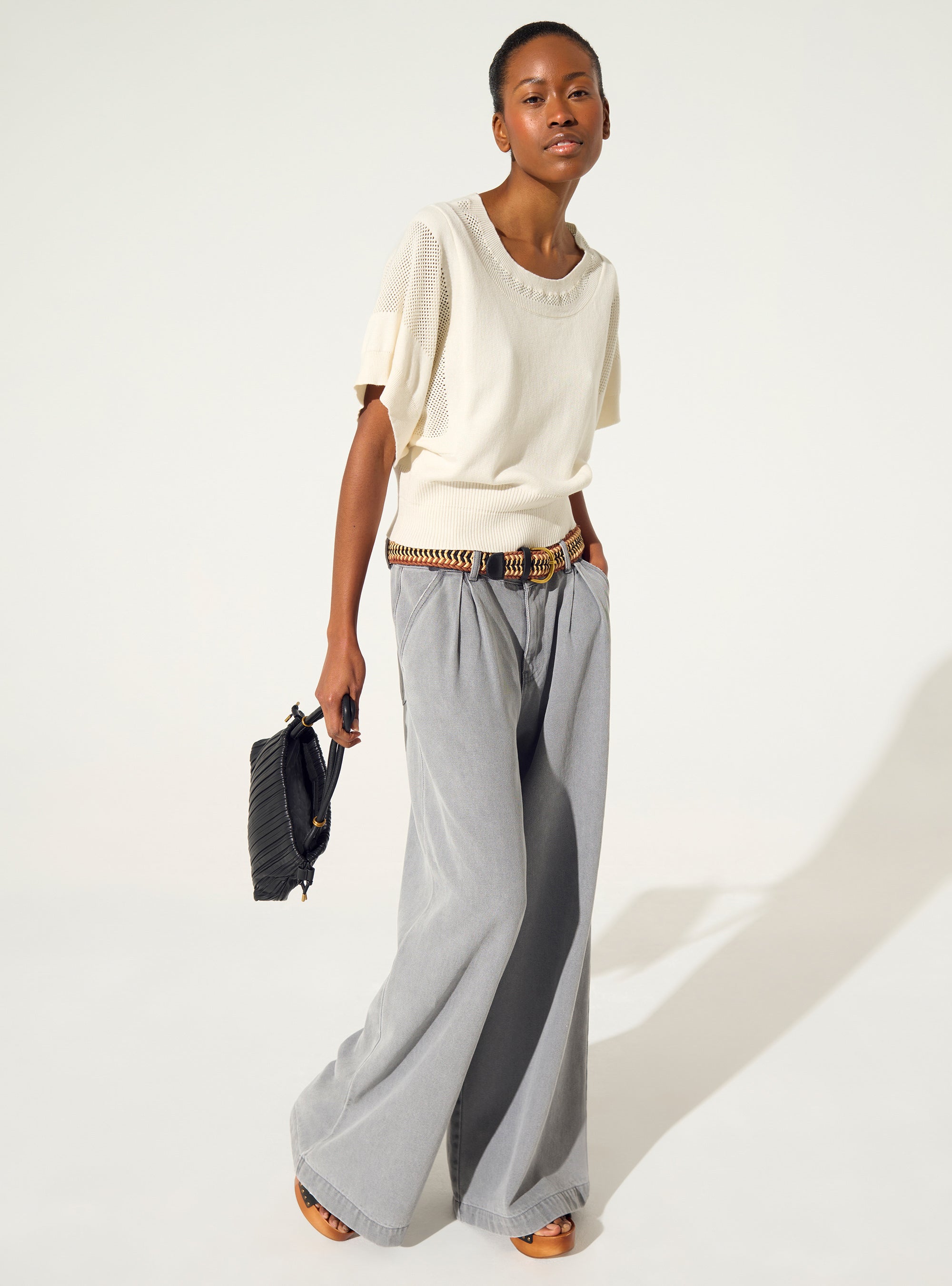 Pull en coton et cachemire blanc