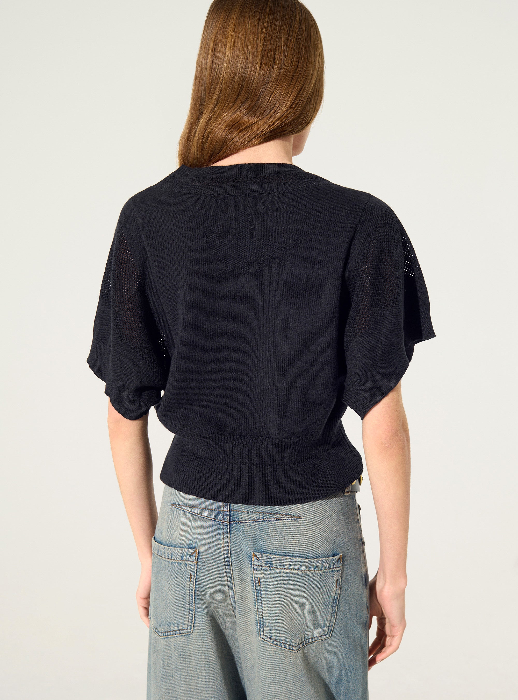 Black cotton and cashmere sweater