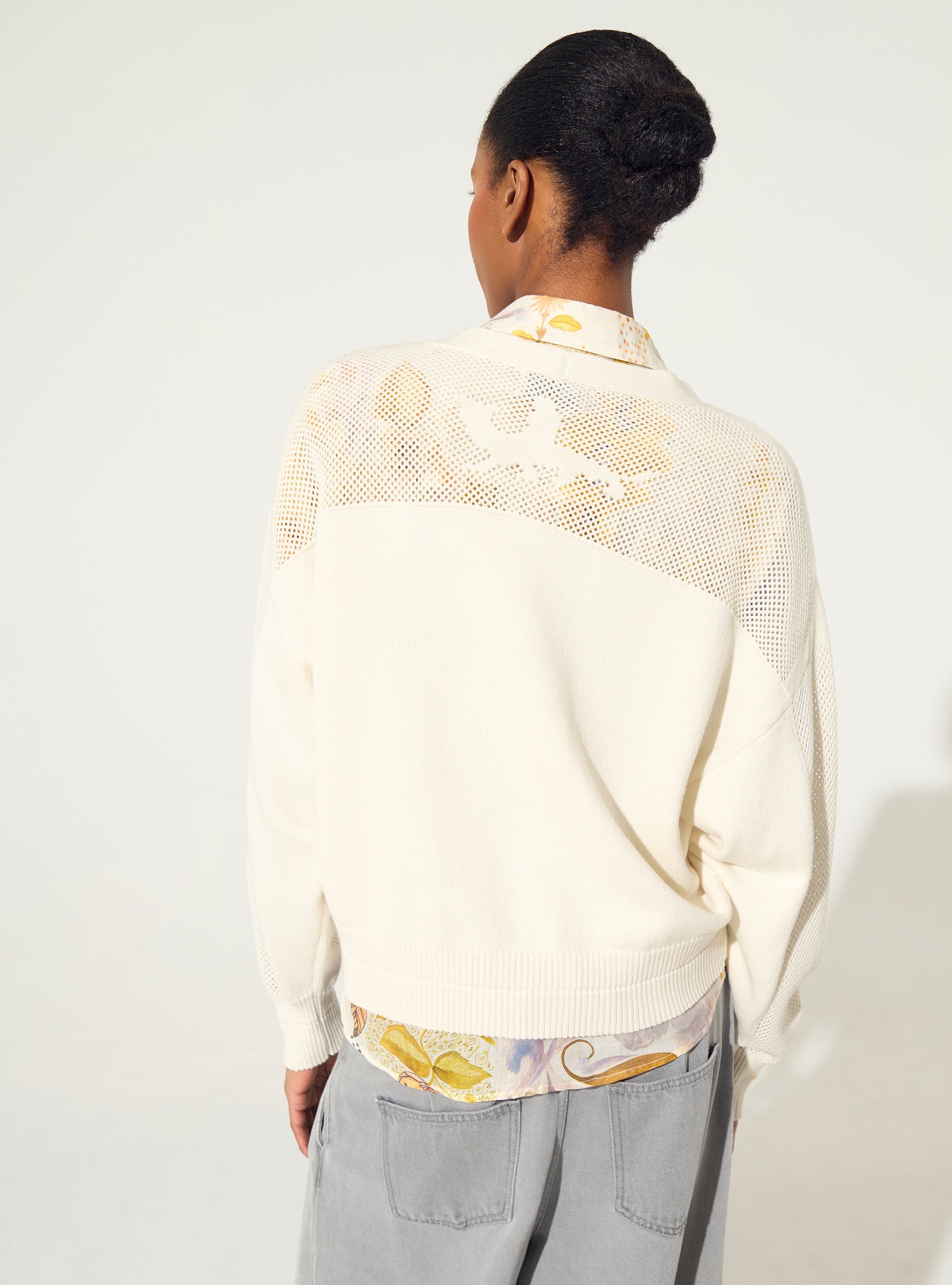 weiße Strickjacke aus Baumwolle und Kaschmir