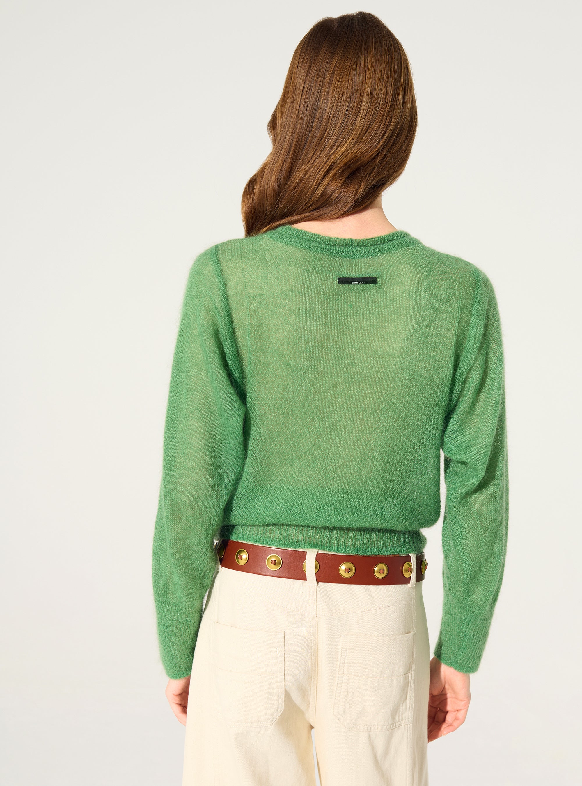 Pull en mohair et laine vert
