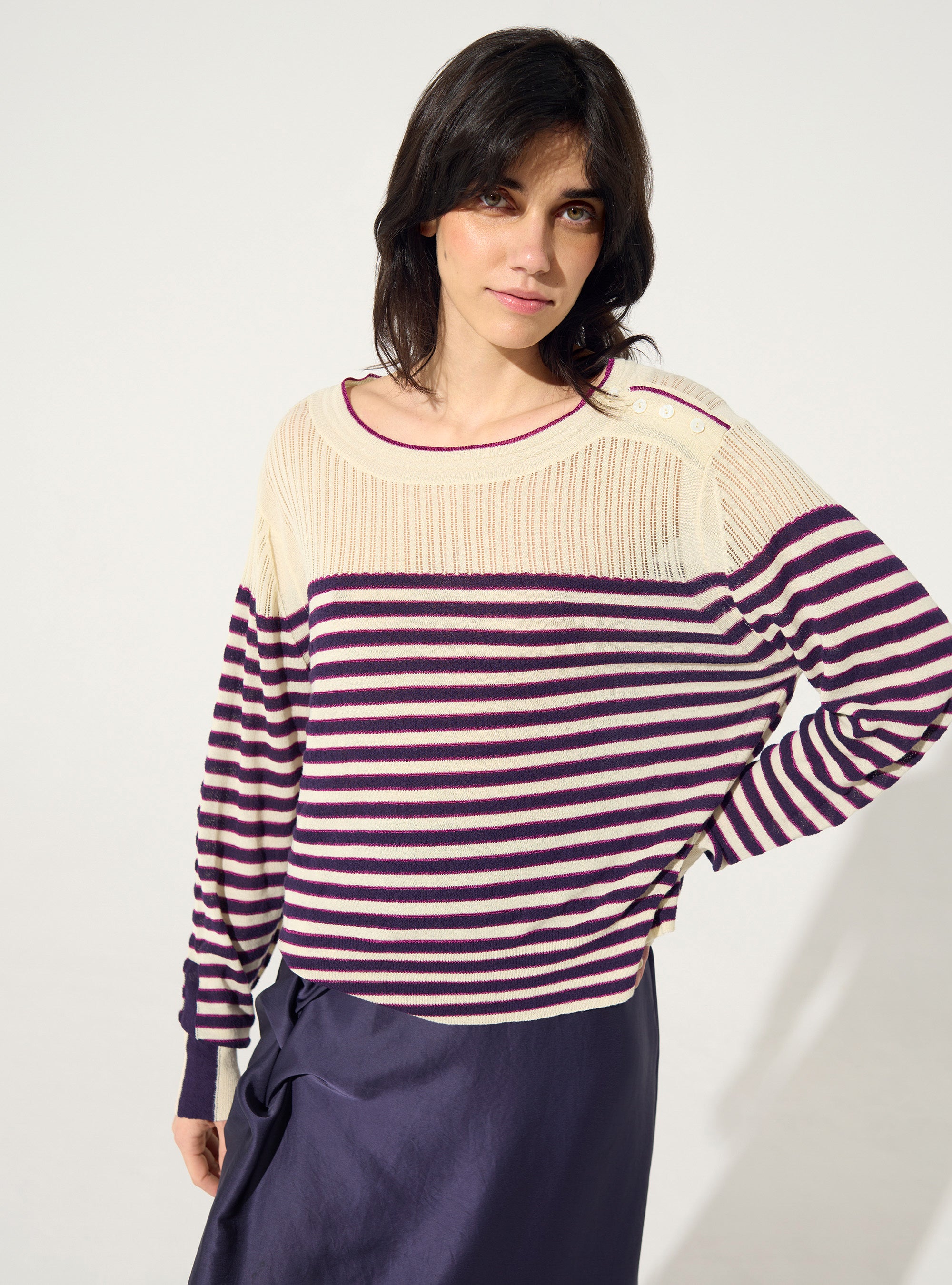 Striped Breton-striped cotton sweater