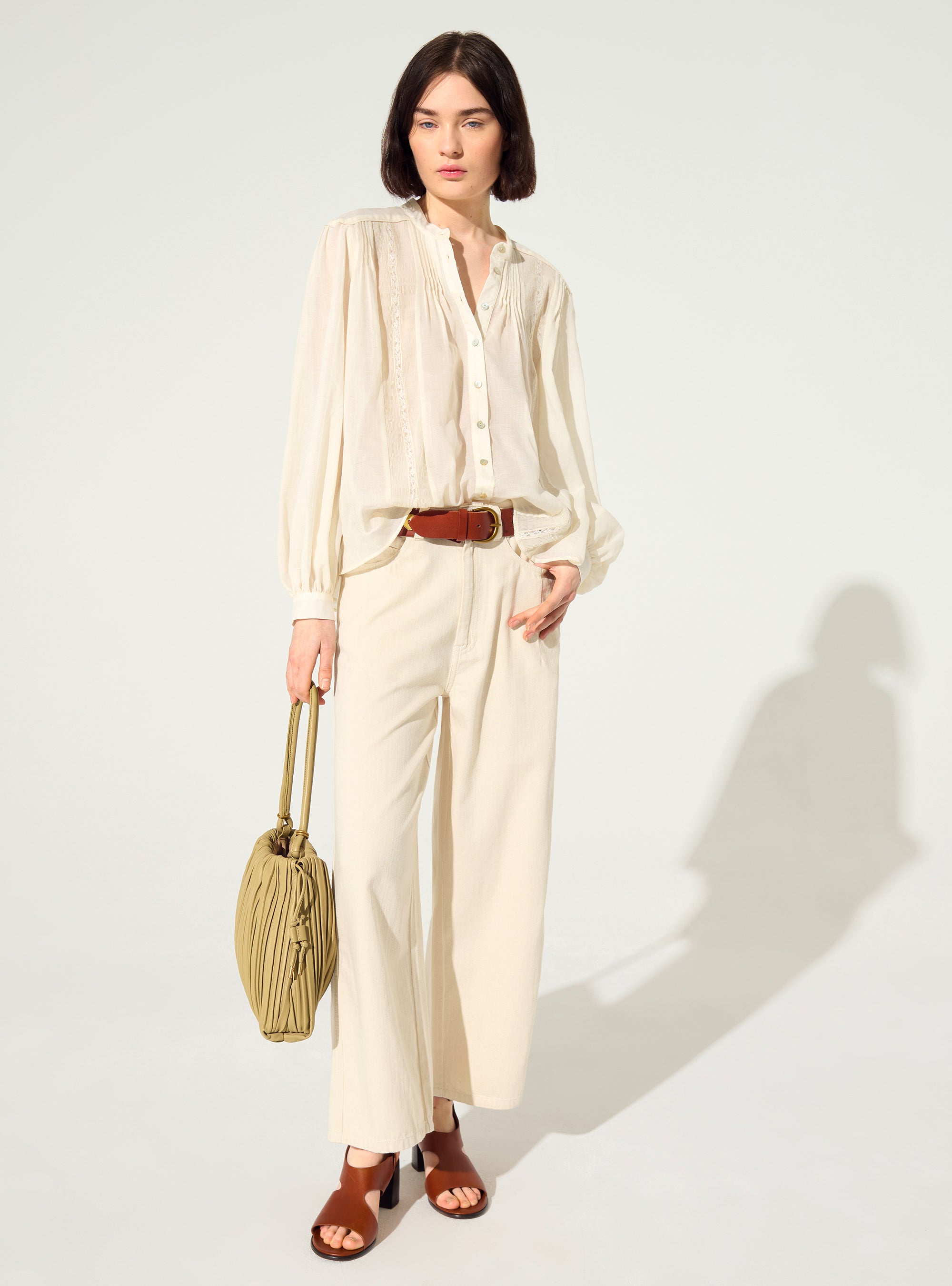 Chemise oversize plissée et Dentelle de Calais-Caudry® Cotélac