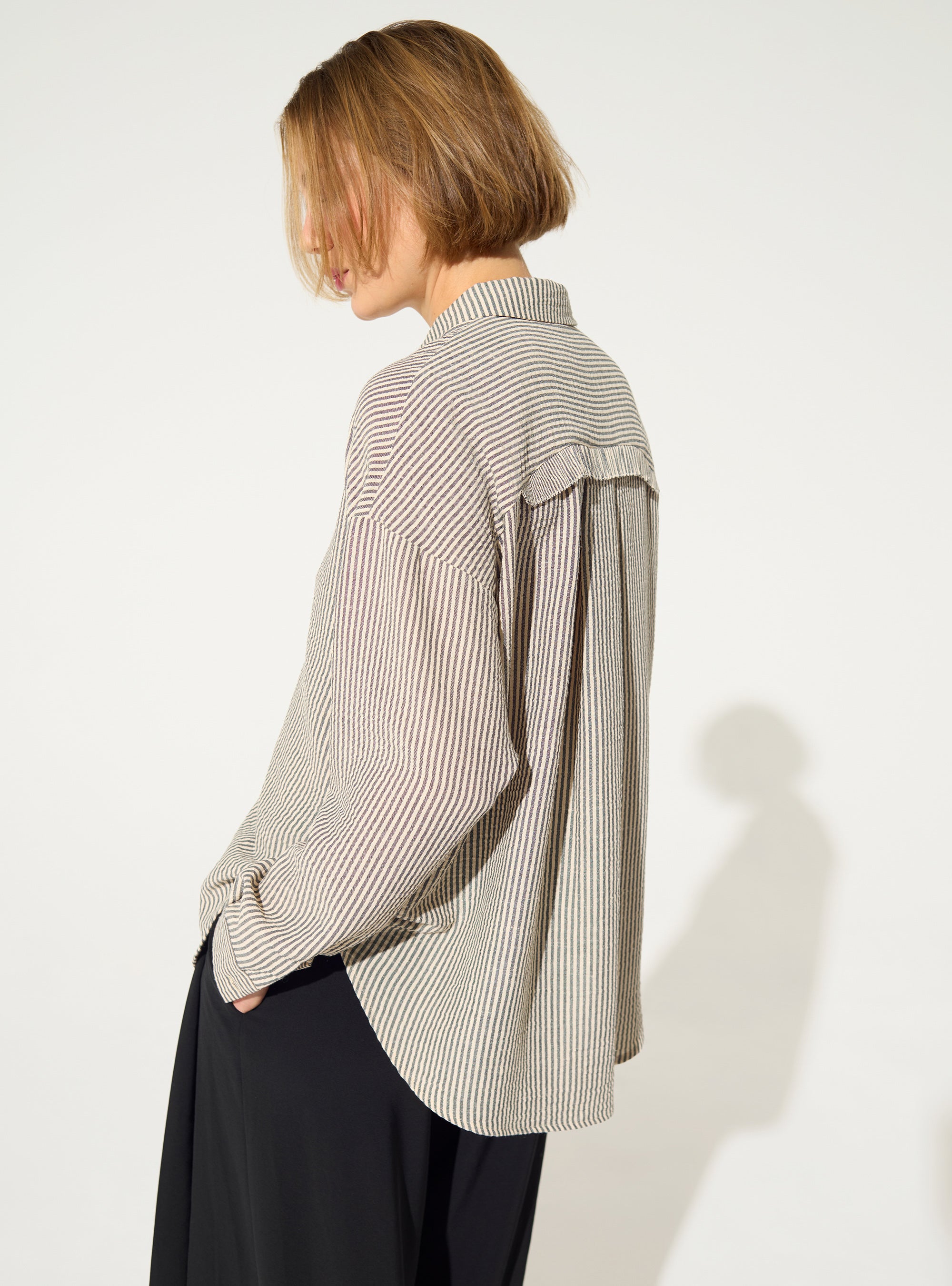 White pleated oversized shirt