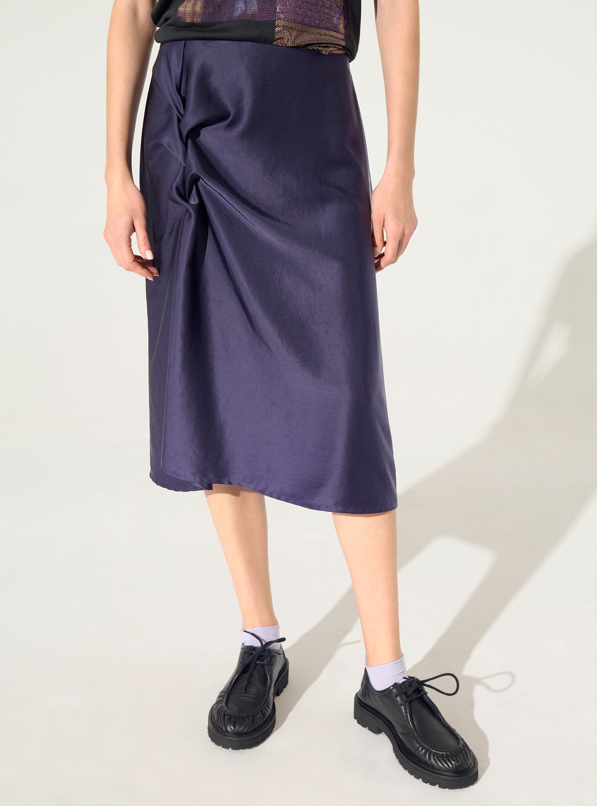 Purple satin skirt