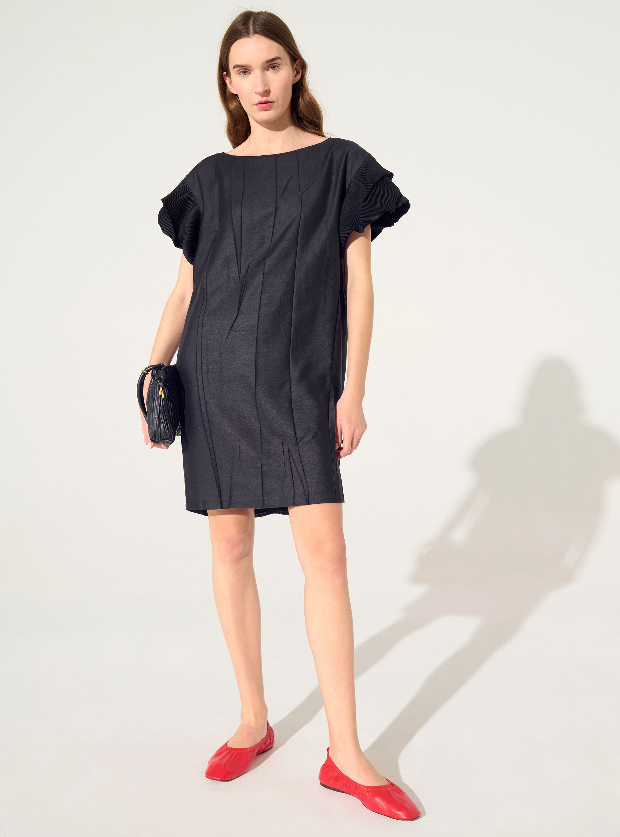 Robe droite plissée noir
