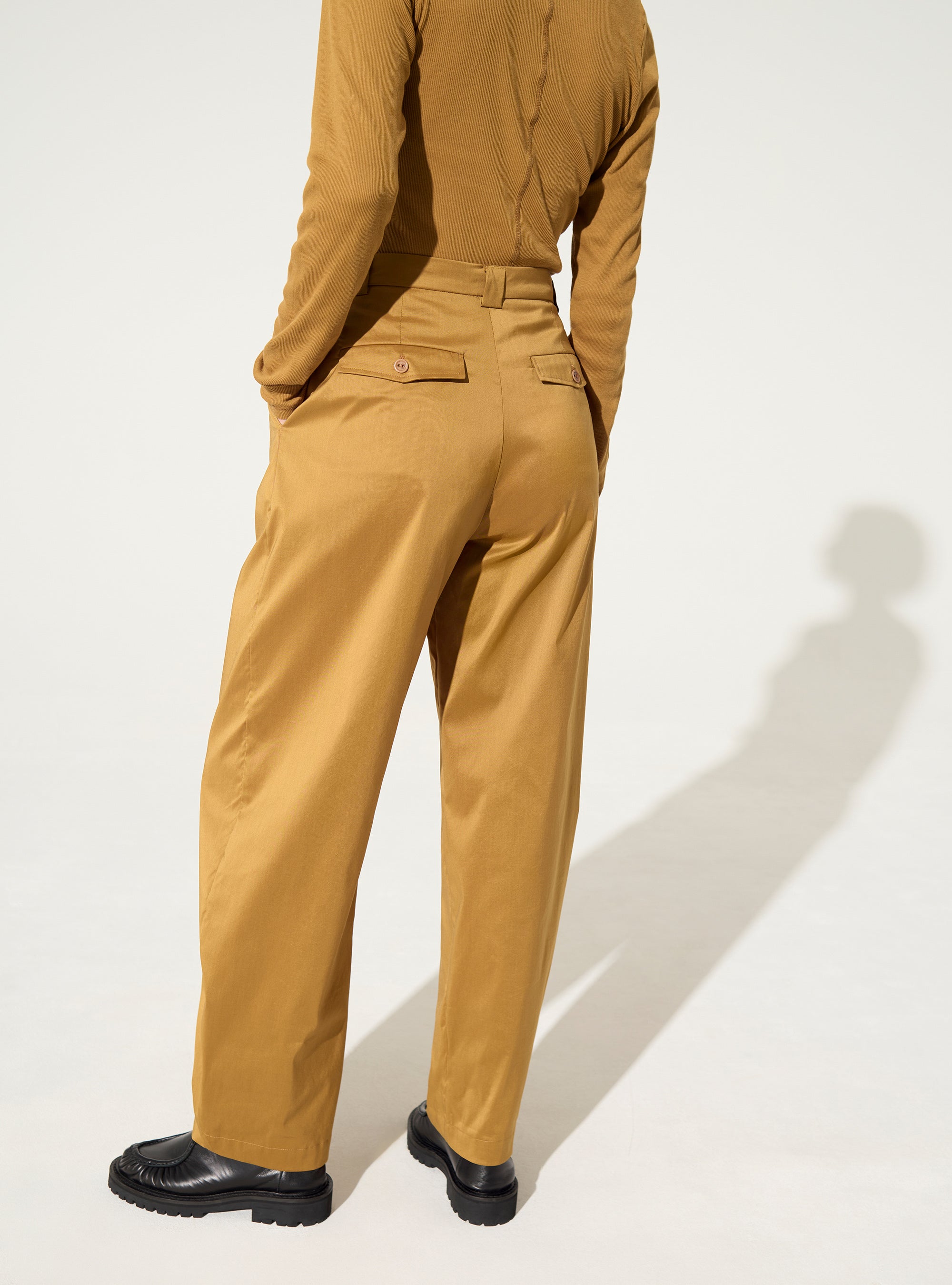 Brown printed cotton trousers