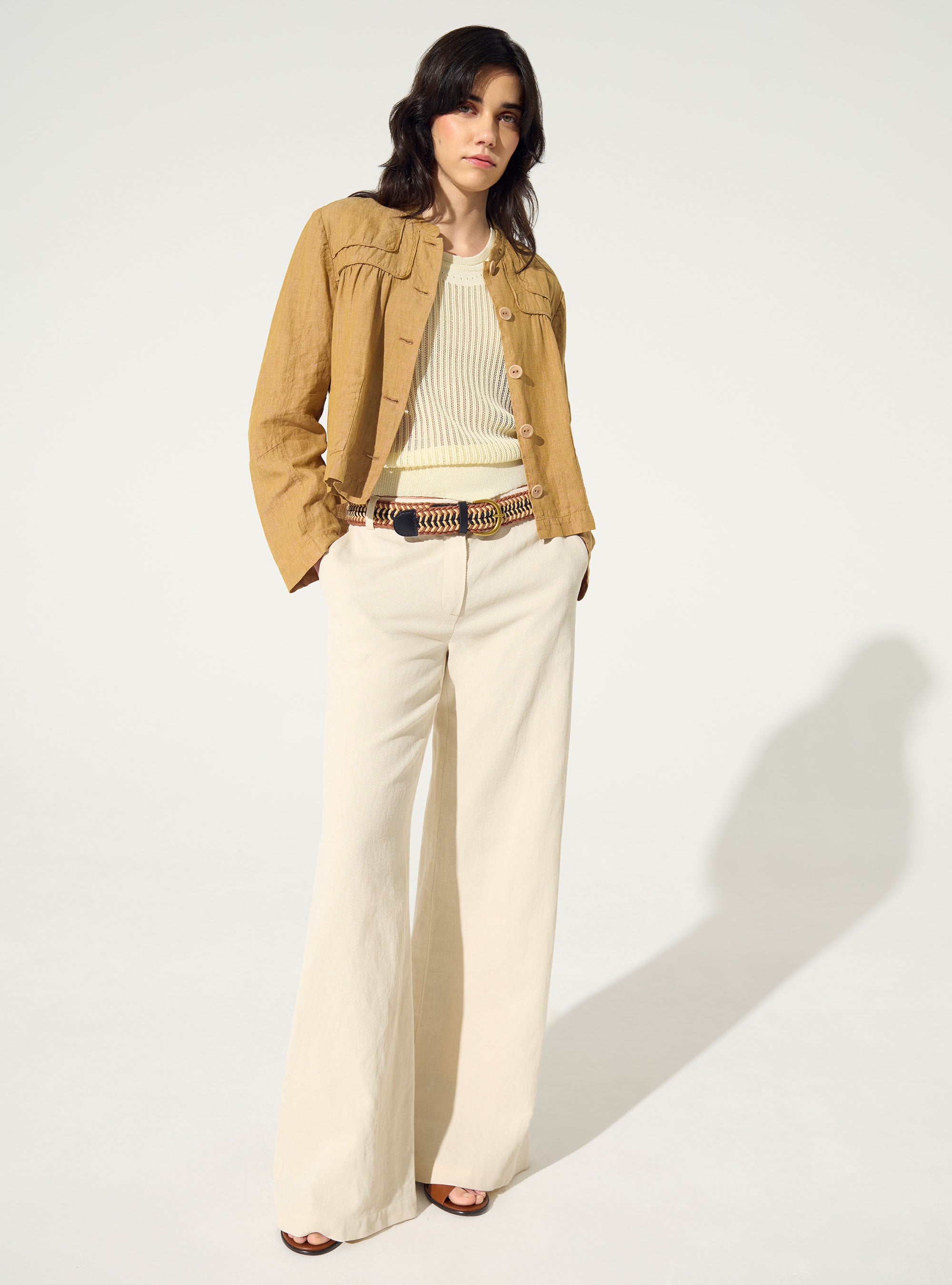 White cotton and linen trousers