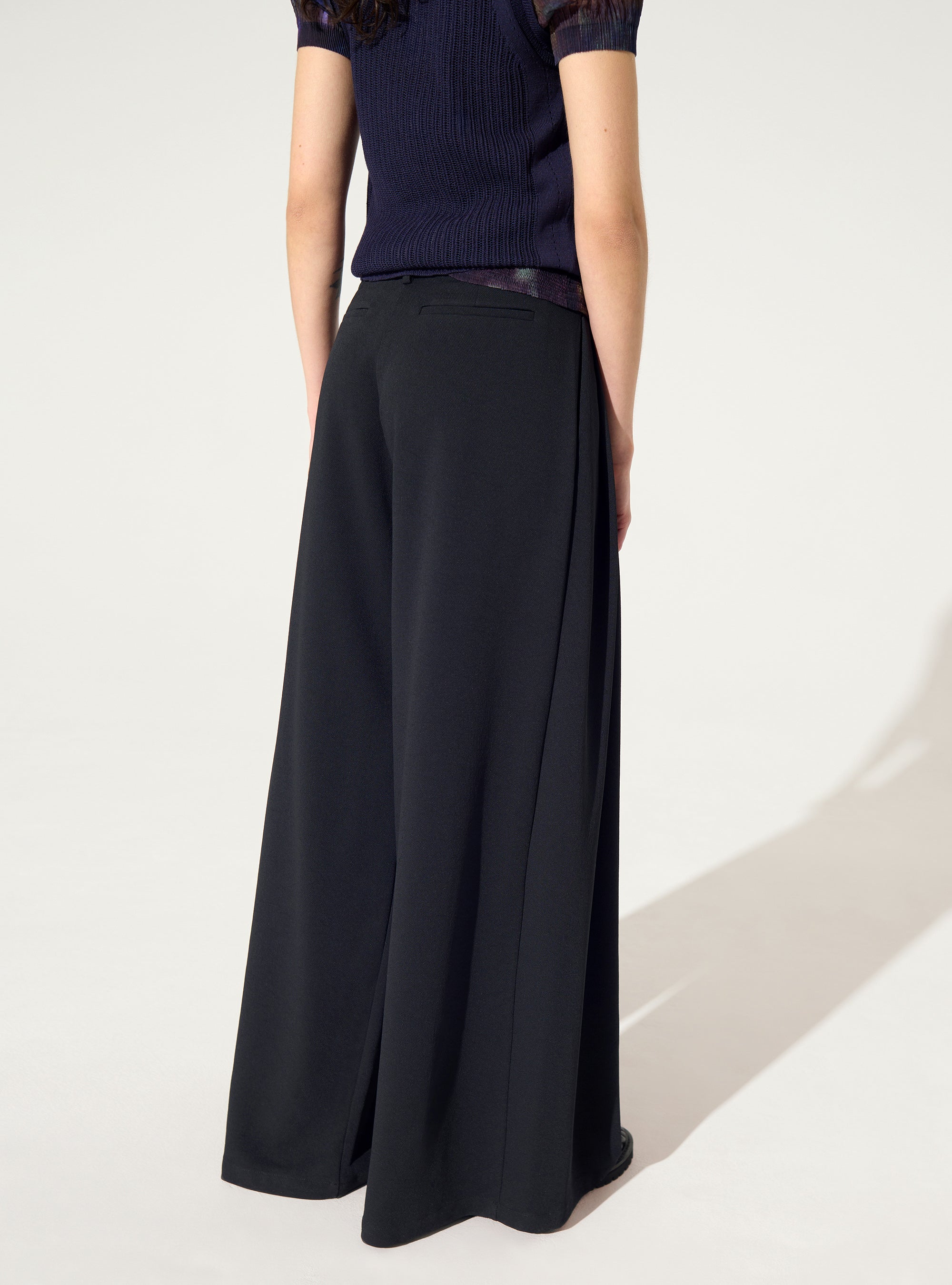 Wide-leg black trousers