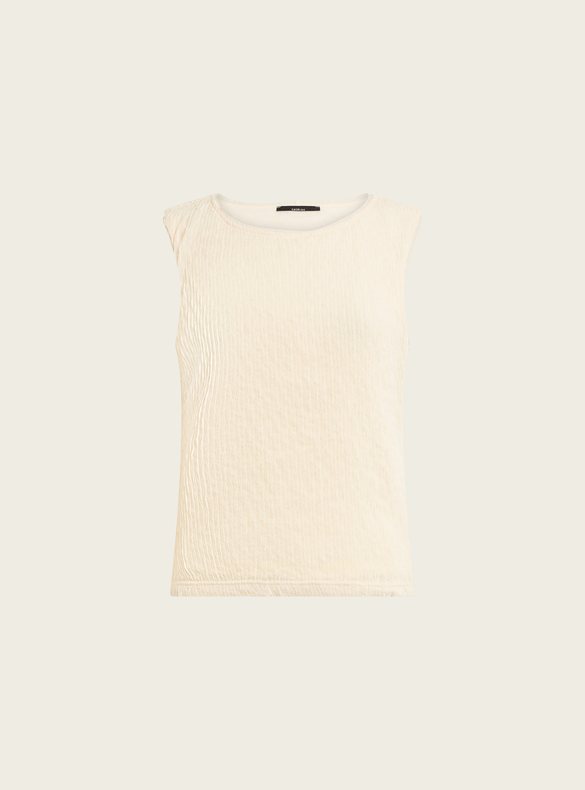 Cremefarbenes, plissiertes Tanktop