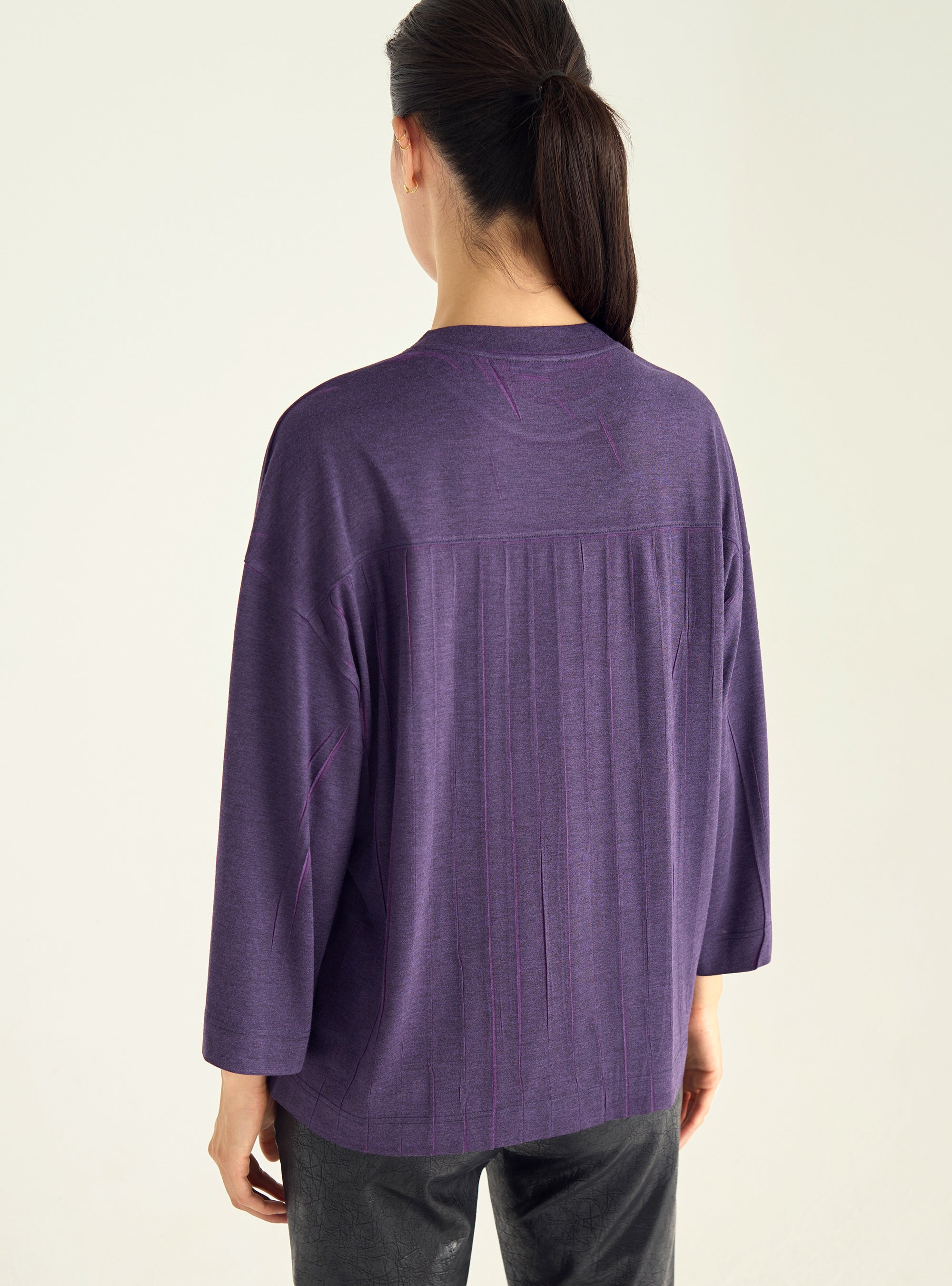 Purple pleated oversized T-shirt