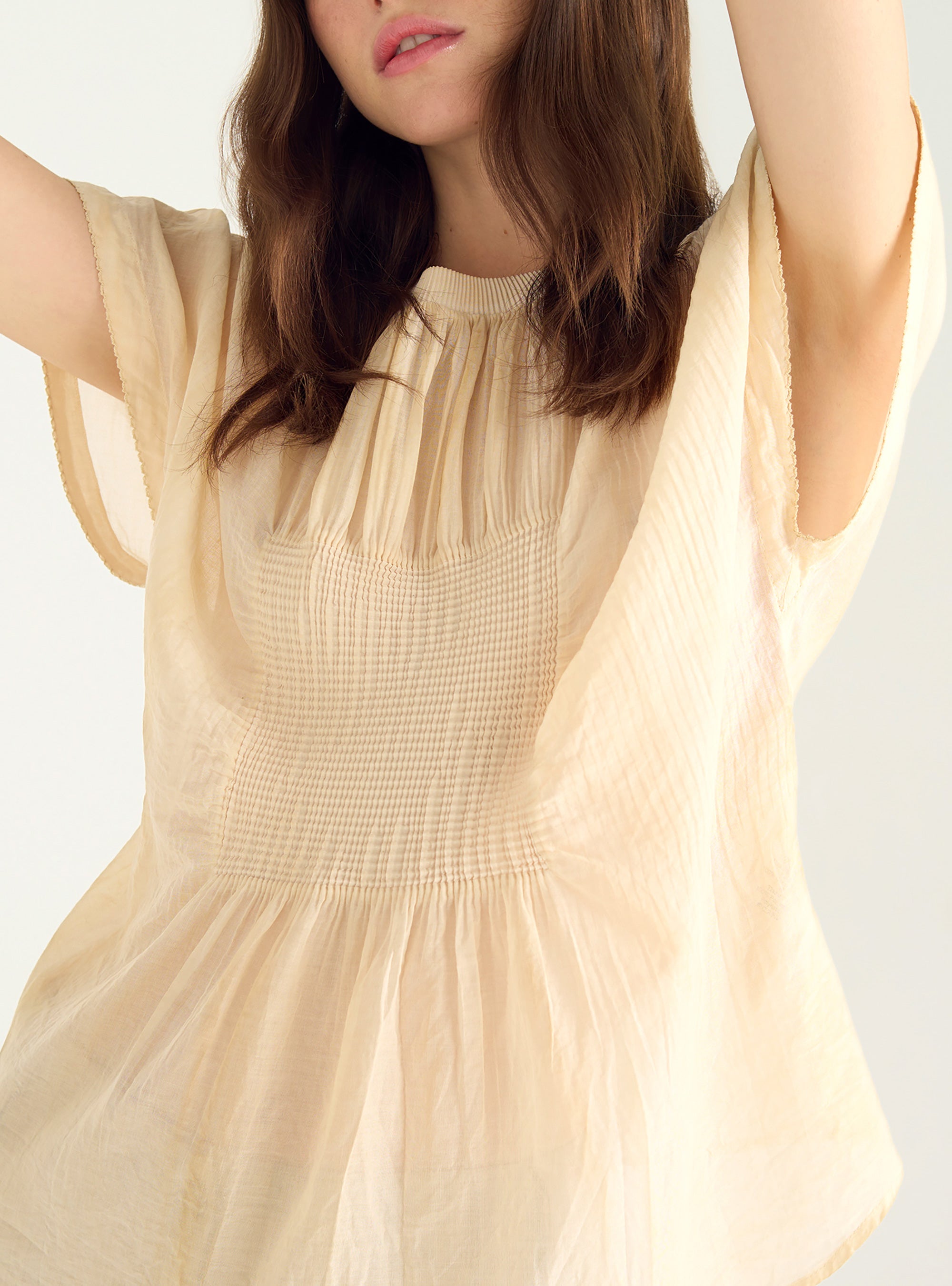 Plissierte Bluse aus Baumwollvoile