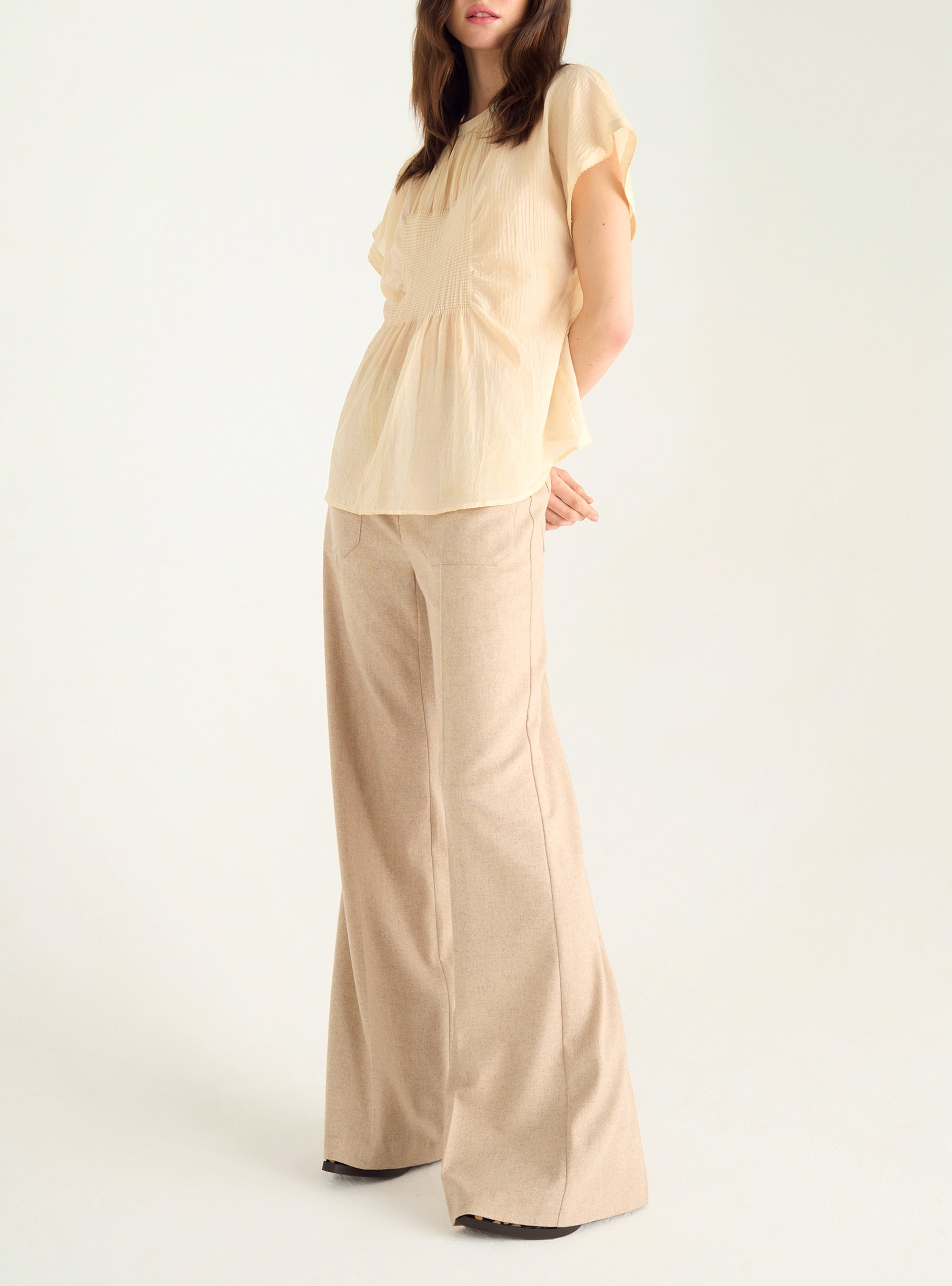 Plissierte Bluse aus Baumwollvoile