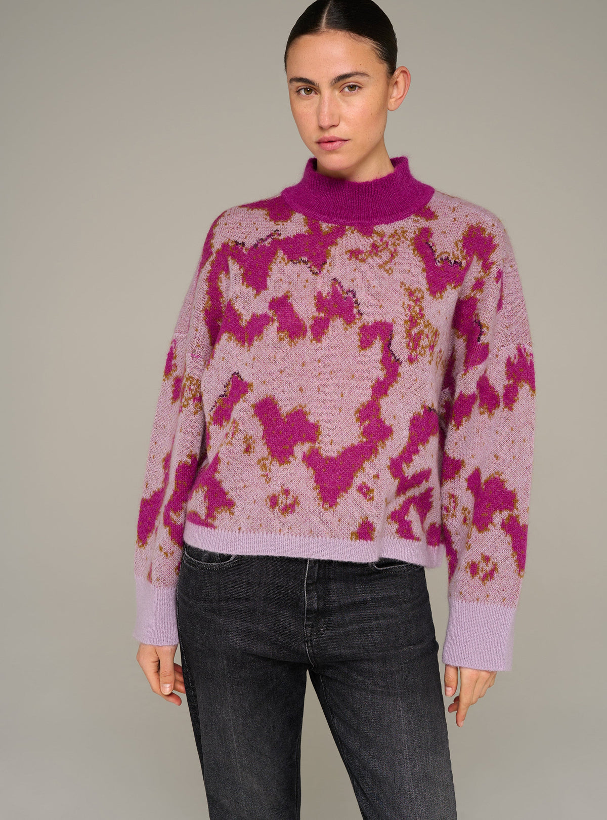 Cotélac pull jacquard col rond manches longues