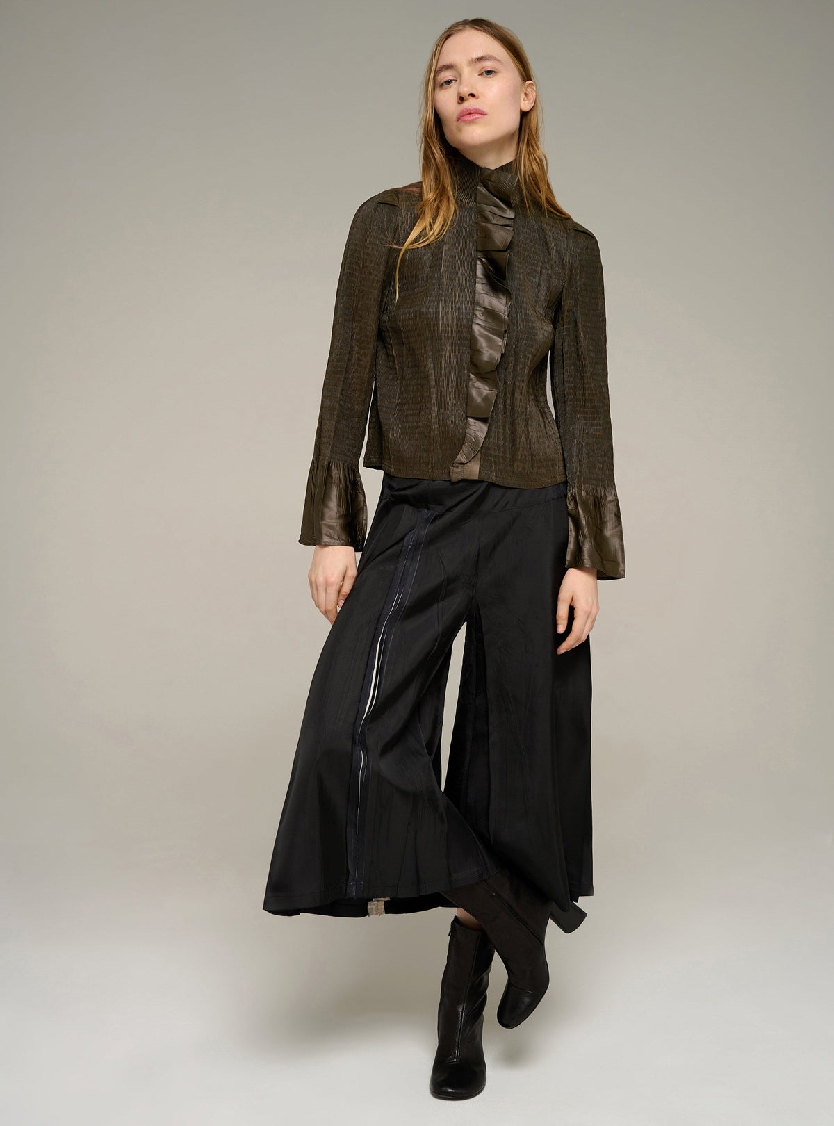 Chemise ajustée manches longues plissée Cotélac