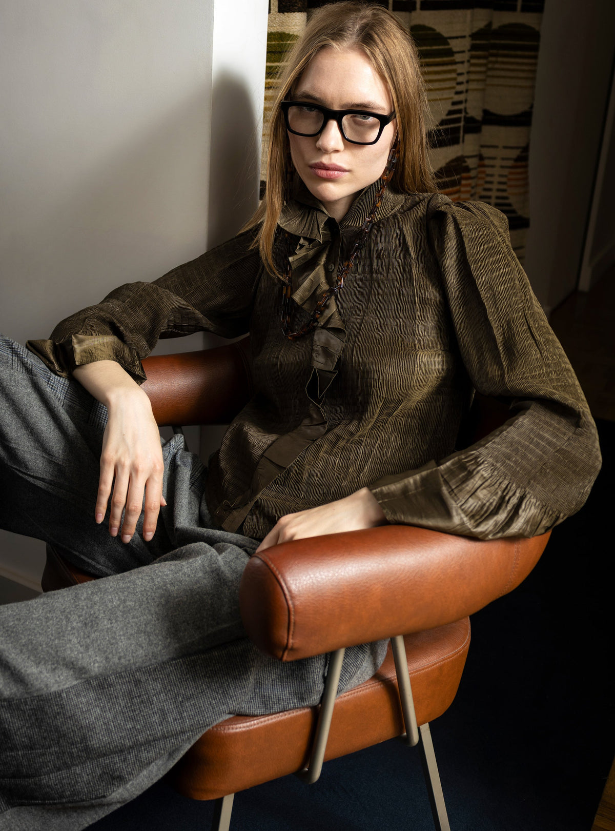 Chemise ajustée manches longues plissée Cotélac