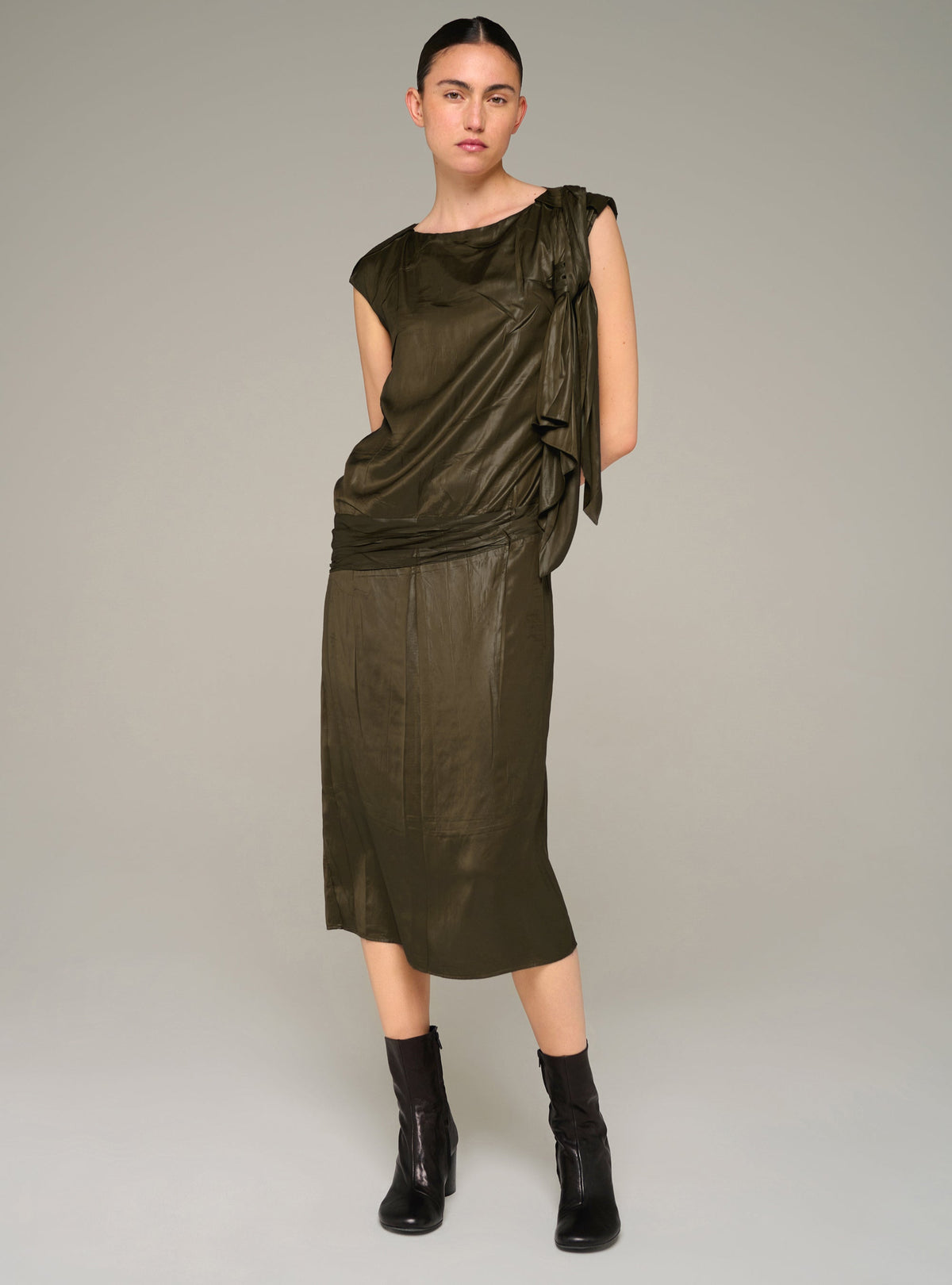 Robe longue sans manches plissée Cotélac