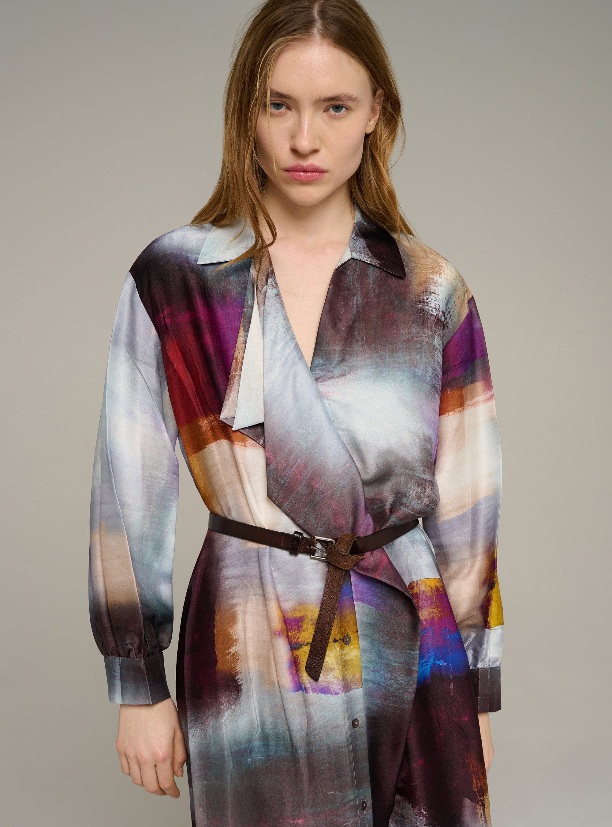 Cotélac robe chemise manches longues imprimée