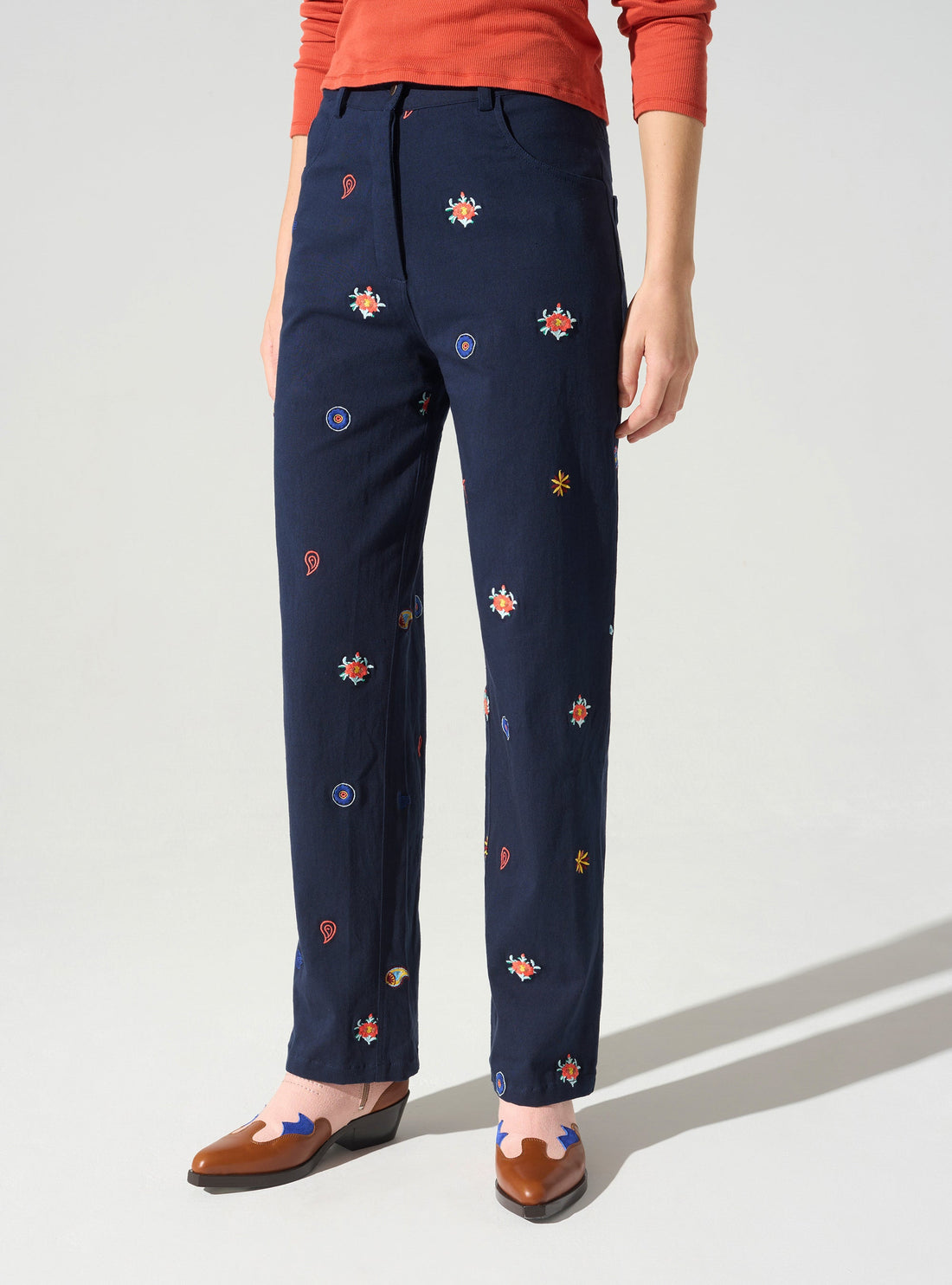 Pantalon esprit jean acoté 