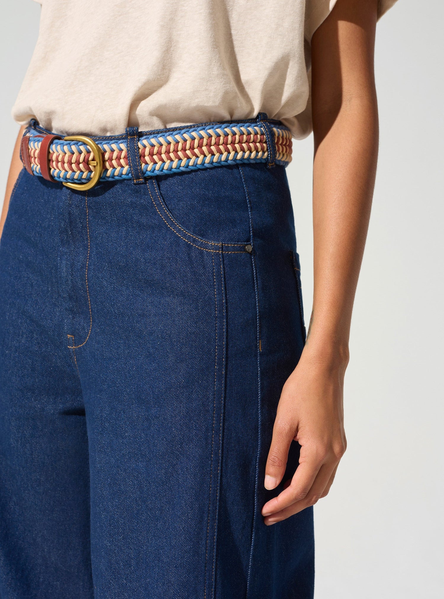 Jean large taille haute acoté 
