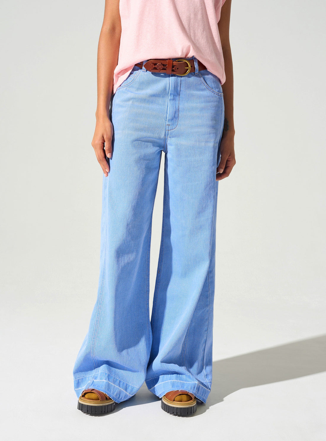 Jean large taille haute acoté 