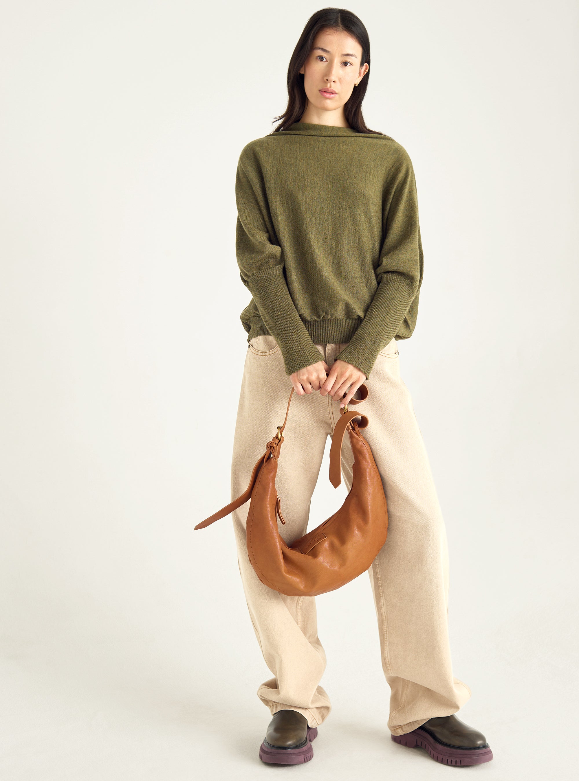 Oversize-Pullover mit drapiertem Kragen