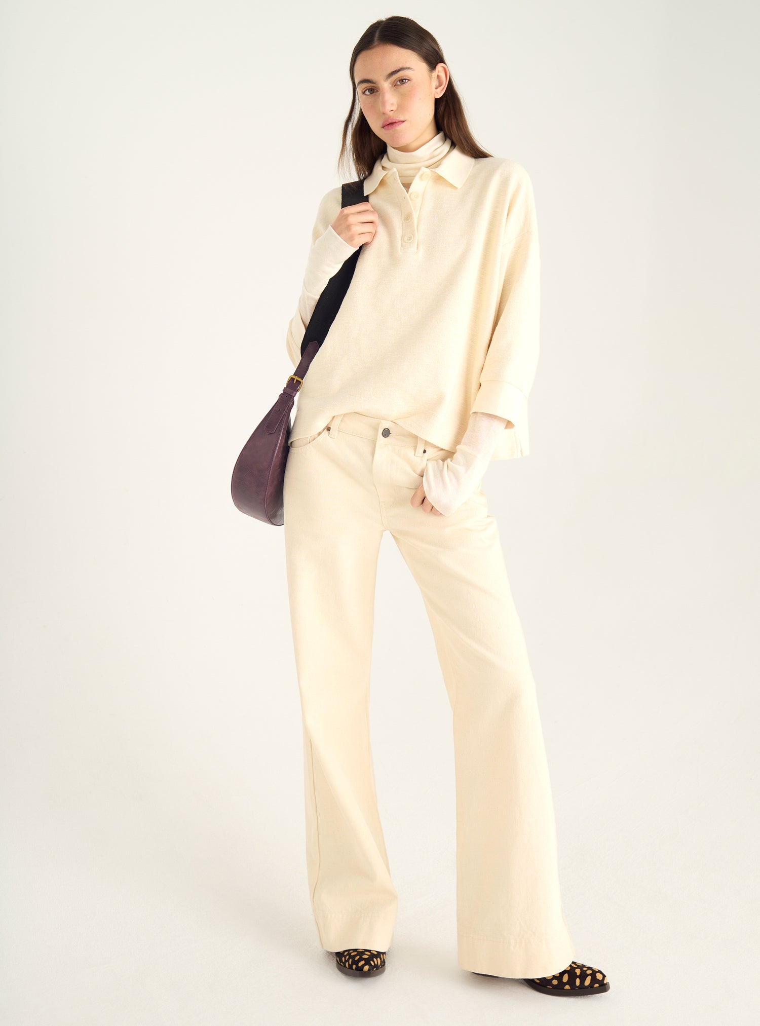 Übergroßes Poloshirt mit Flammen