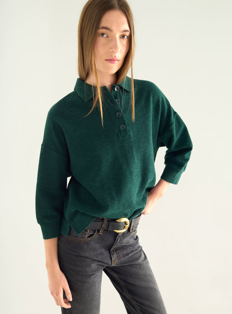 Übergroßes Poloshirt mit Flammen