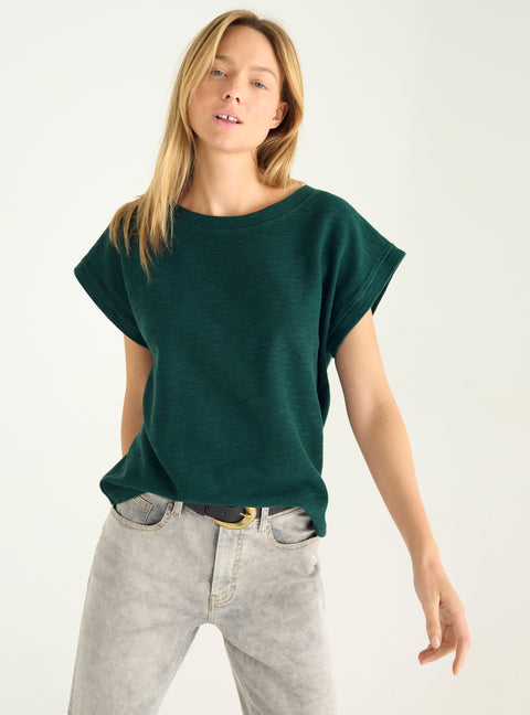 Locker sitzendes T-Shirt aus Slub-Interlock