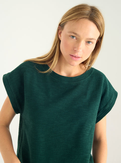 Locker sitzendes T-Shirt aus Slub-Interlock