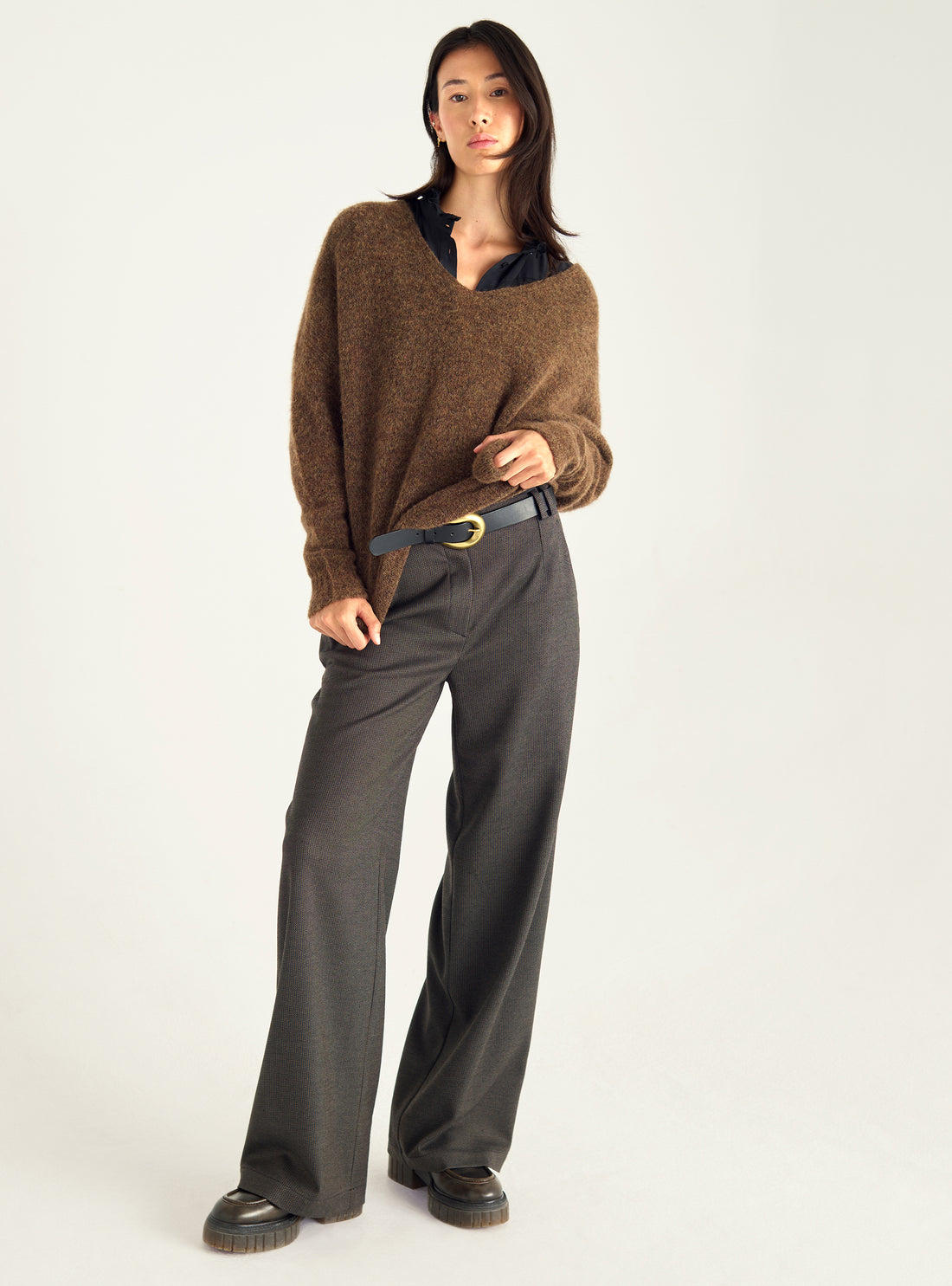 Hose mit hohem Bund und weitem Bein
