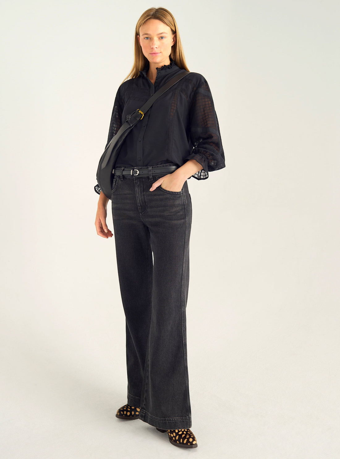Jean bootcut taille haute acoté 